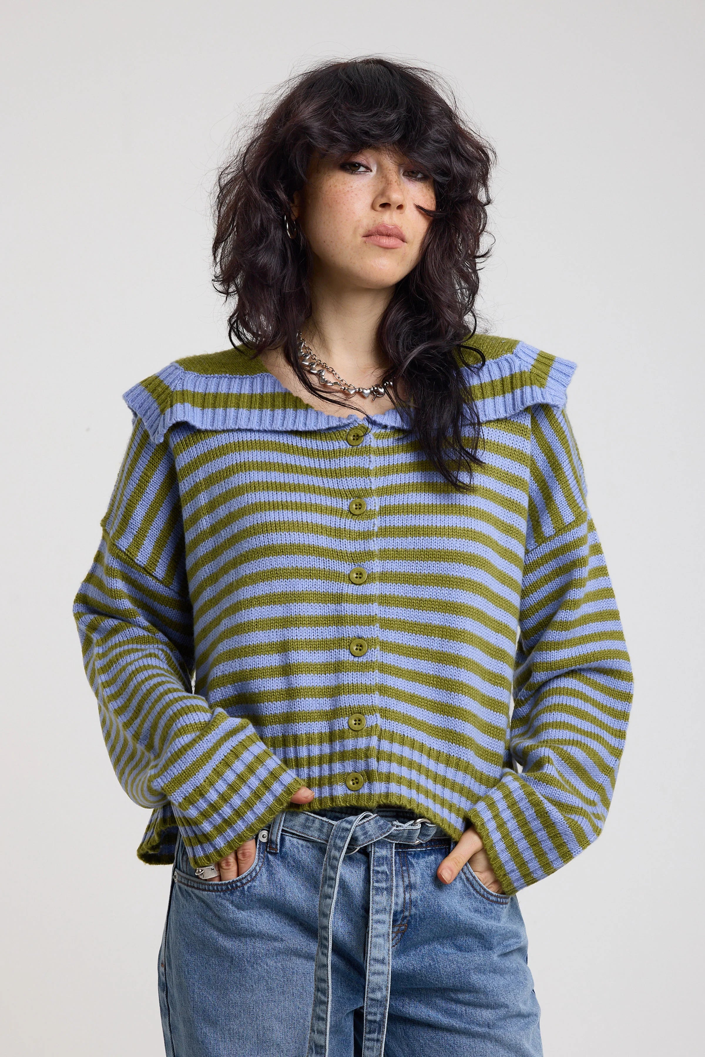 THE DARLING STRIPE OVERSIZED COLLAR CARDIGAN  - VIA THE RAGGED PRIEST | Only €79 | NOW AVAILABLE TO SHOP at IAMINHATELOVE 