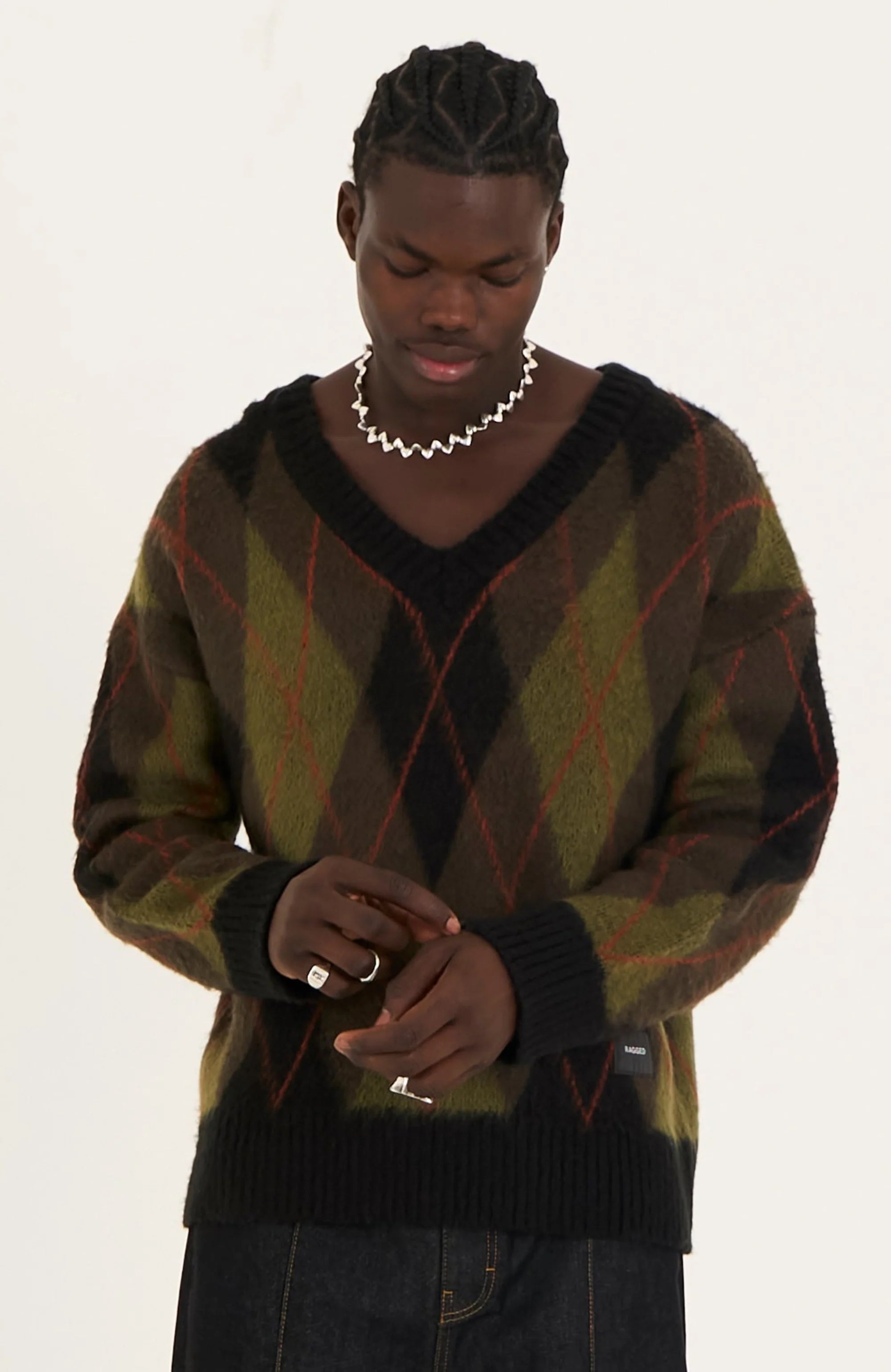THE DIAMOND V NECK ARGYLE UNISEX KNIT  - VIA THE RAGGED PRIEST | Only €99 | NOW AVAILABLE TO SHOP at IAMINHATELOVE 