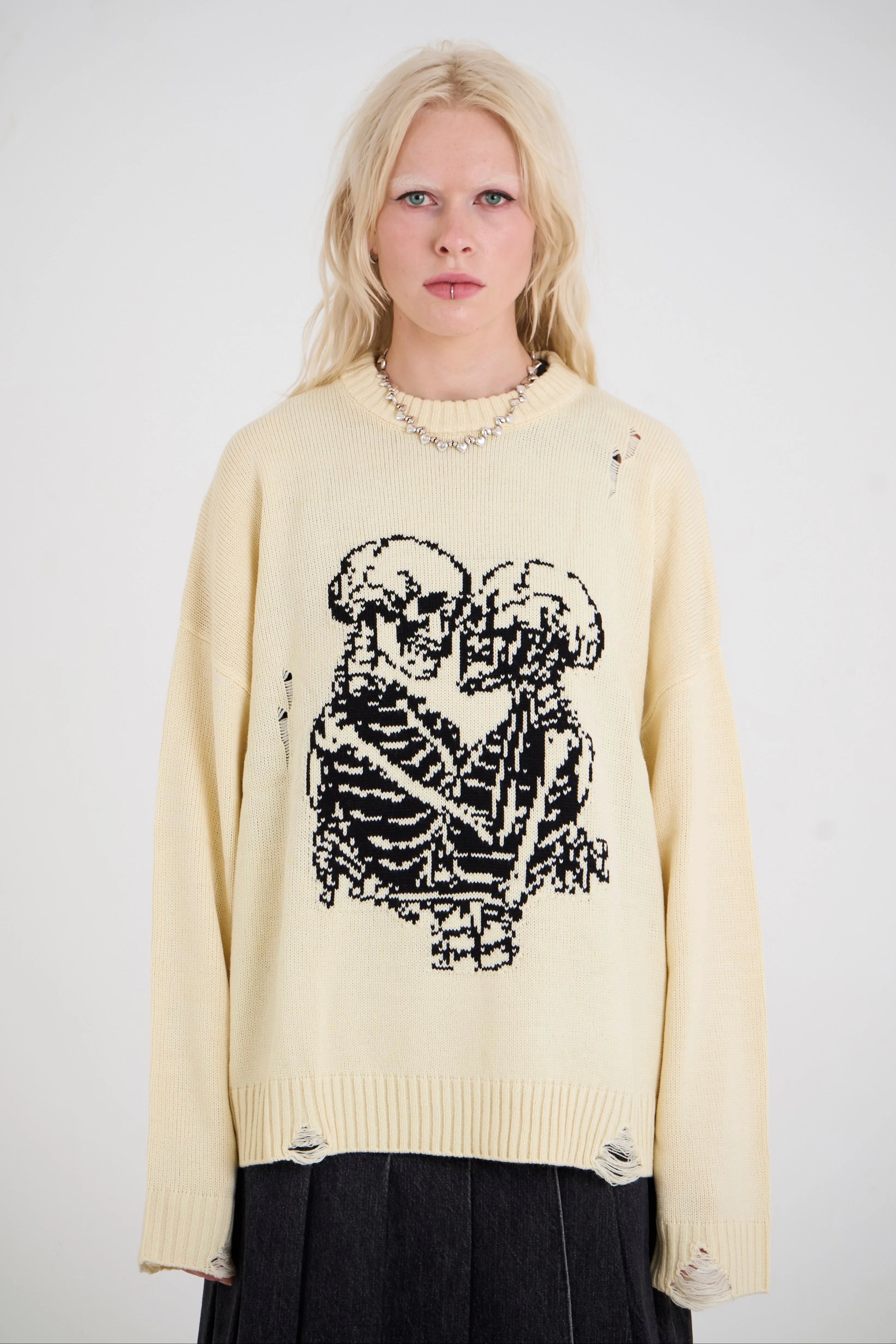 THE EVERLASTING DISTRESSED SKELETON KNIT  - VIA THE RAGGED PRIEST | Only €79 | NOW AVAILABLE TO SHOP at IAMINHATELOVE 