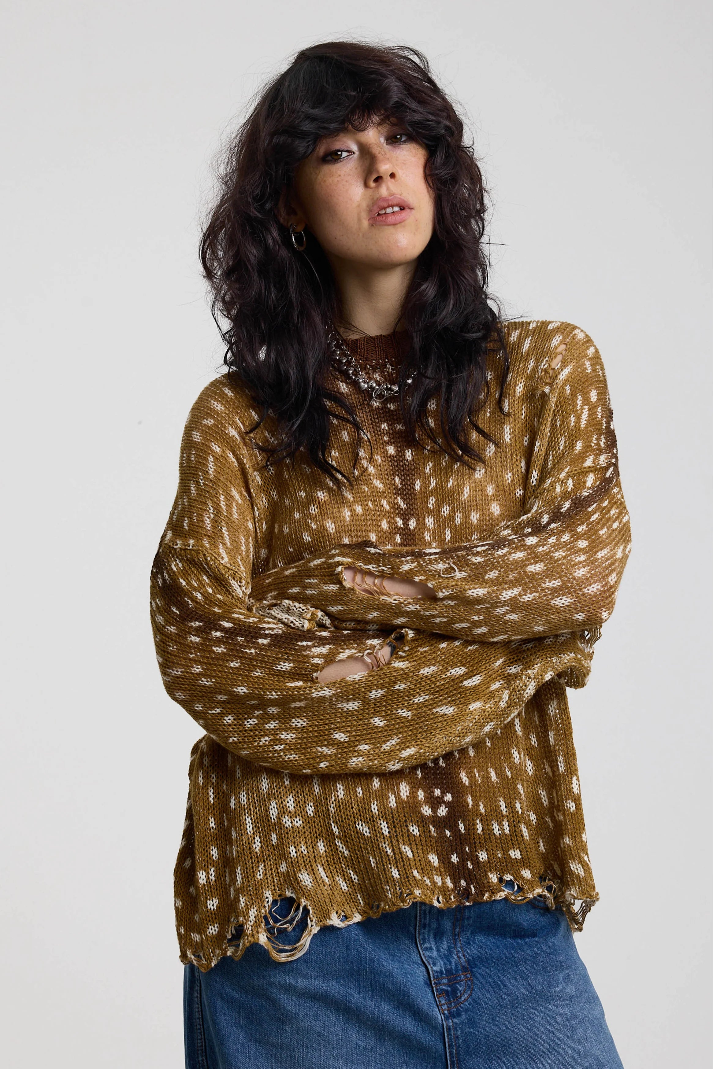 THE FAWN DISTRESSED KNIT JUMPER  - VIA THE RAGGED PRIEST | Only €86 | NOW AVAILABLE TO SHOP at IAMINHATELOVE 