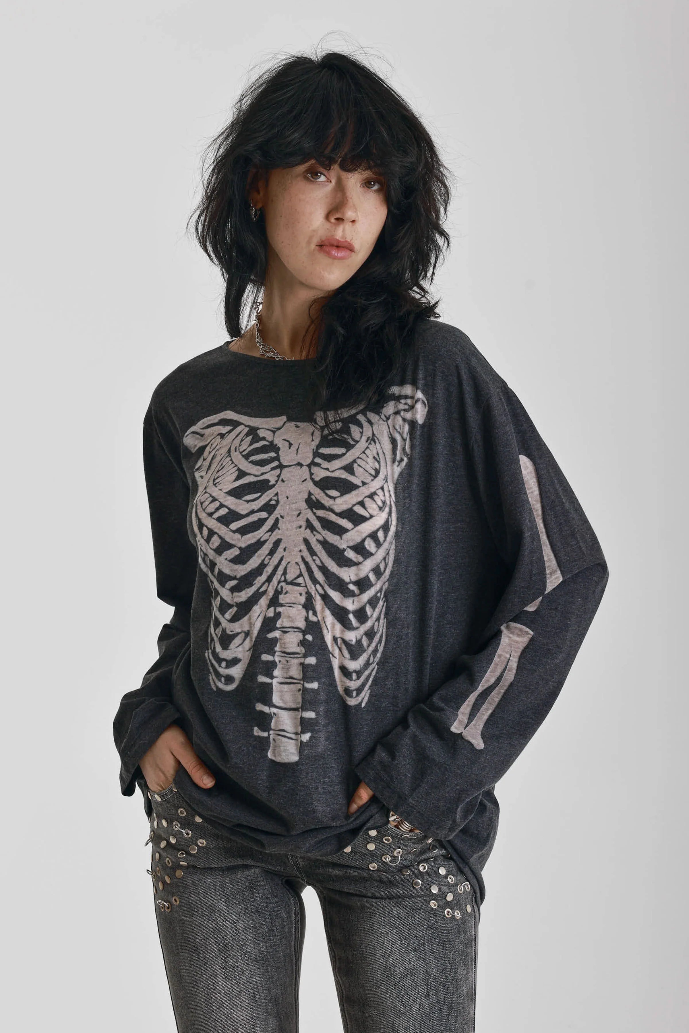 THE FRAME SKELETON LONG SLEEVE T-SHIRT  - VIA THE RAGGED PRIEST | Only €57 | NOW AVAILABLE TO SHOP at IAMINHATELOVE 
