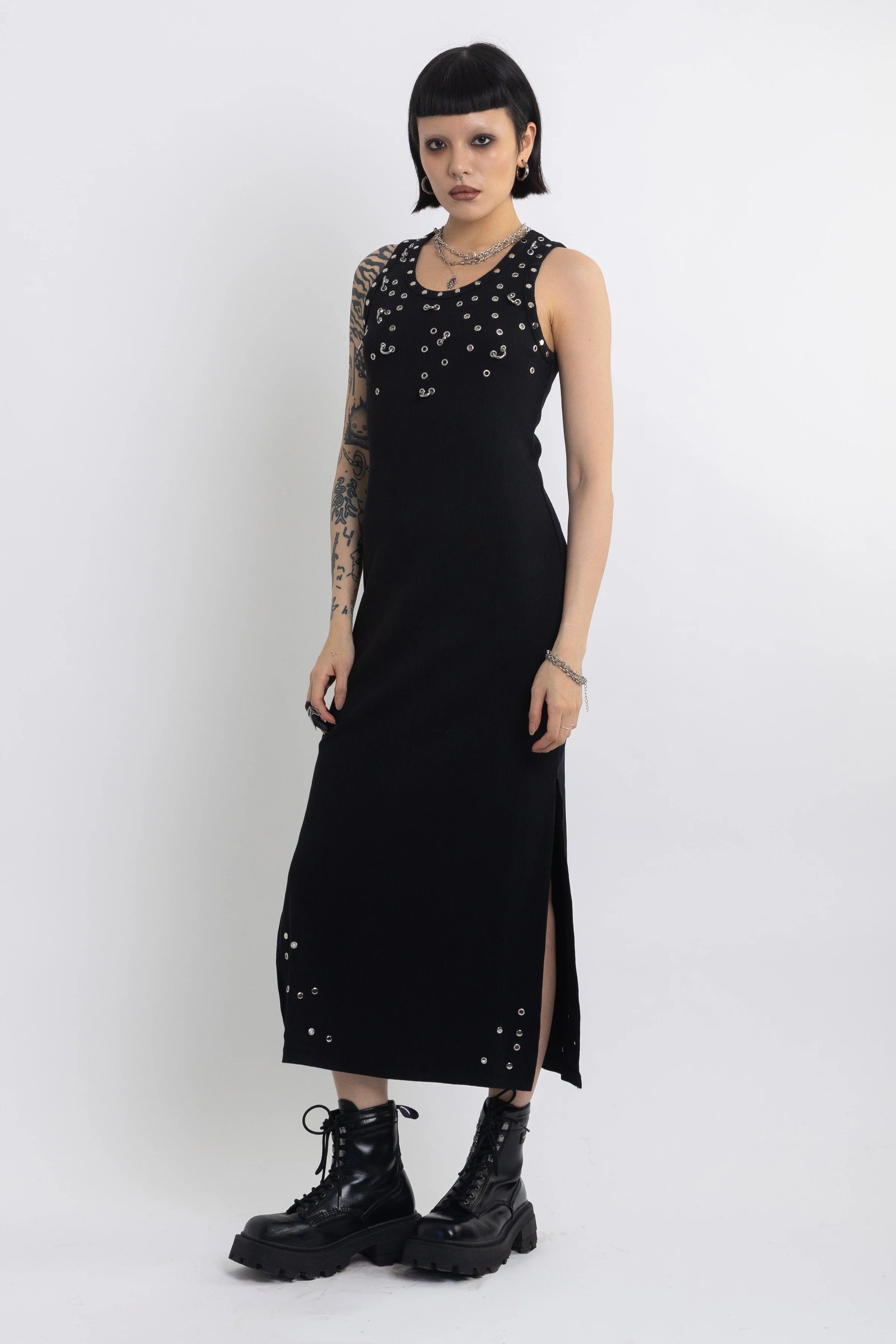 THE GALAXY BLACK STUDDED MIDI DRESS  - VIA THE RAGGED PRIEST | Only €88 | NOW AVAILABLE TO SHOP at IAMINHATELOVE 