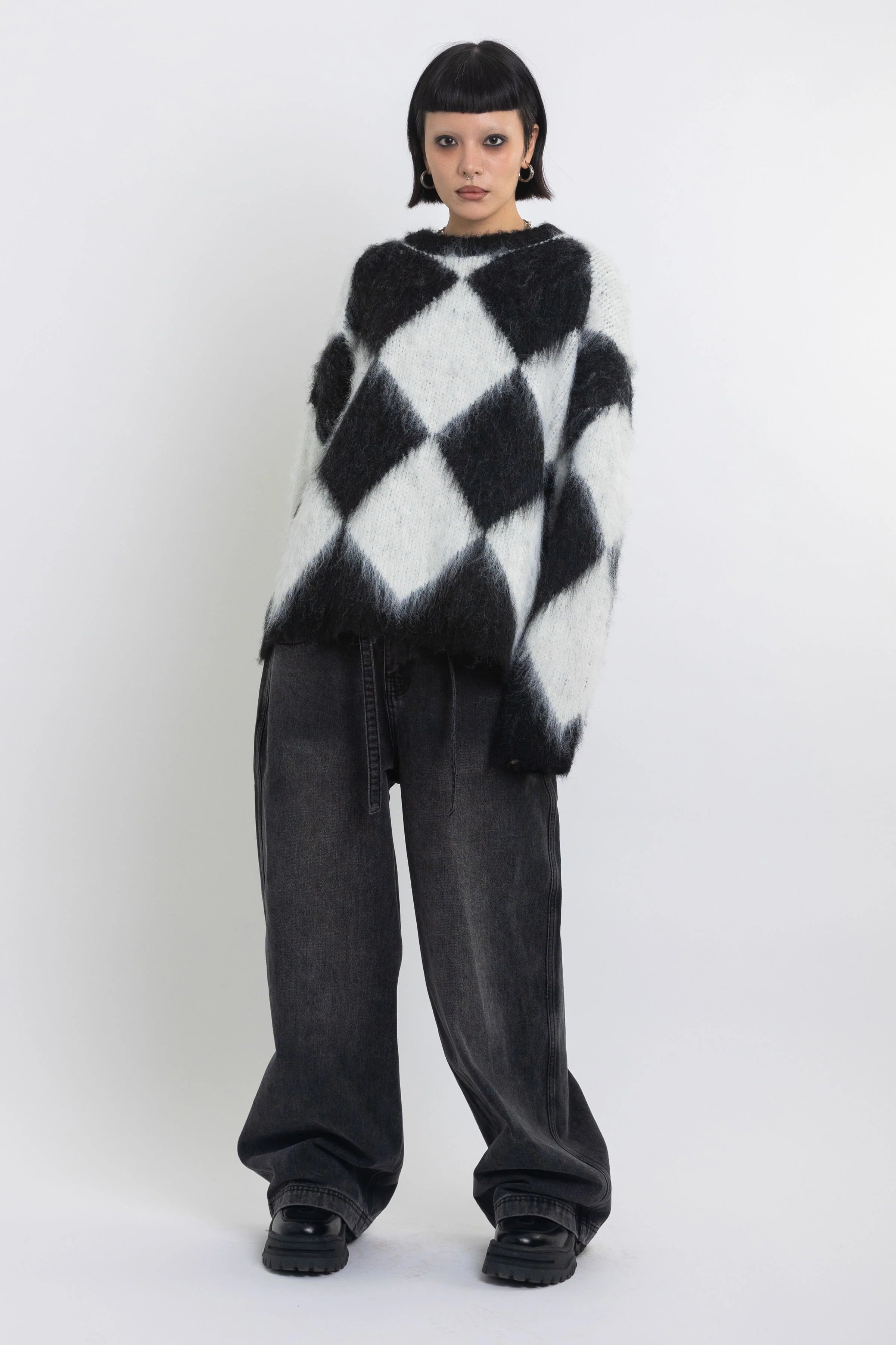 THE JASPER MONOCHROME ARGYLE KNIT JUMPER  - VIA THE RAGGED PRIEST | Only €96 | NOW AVAILABLE TO SHOP at IAMINHATELOVE 