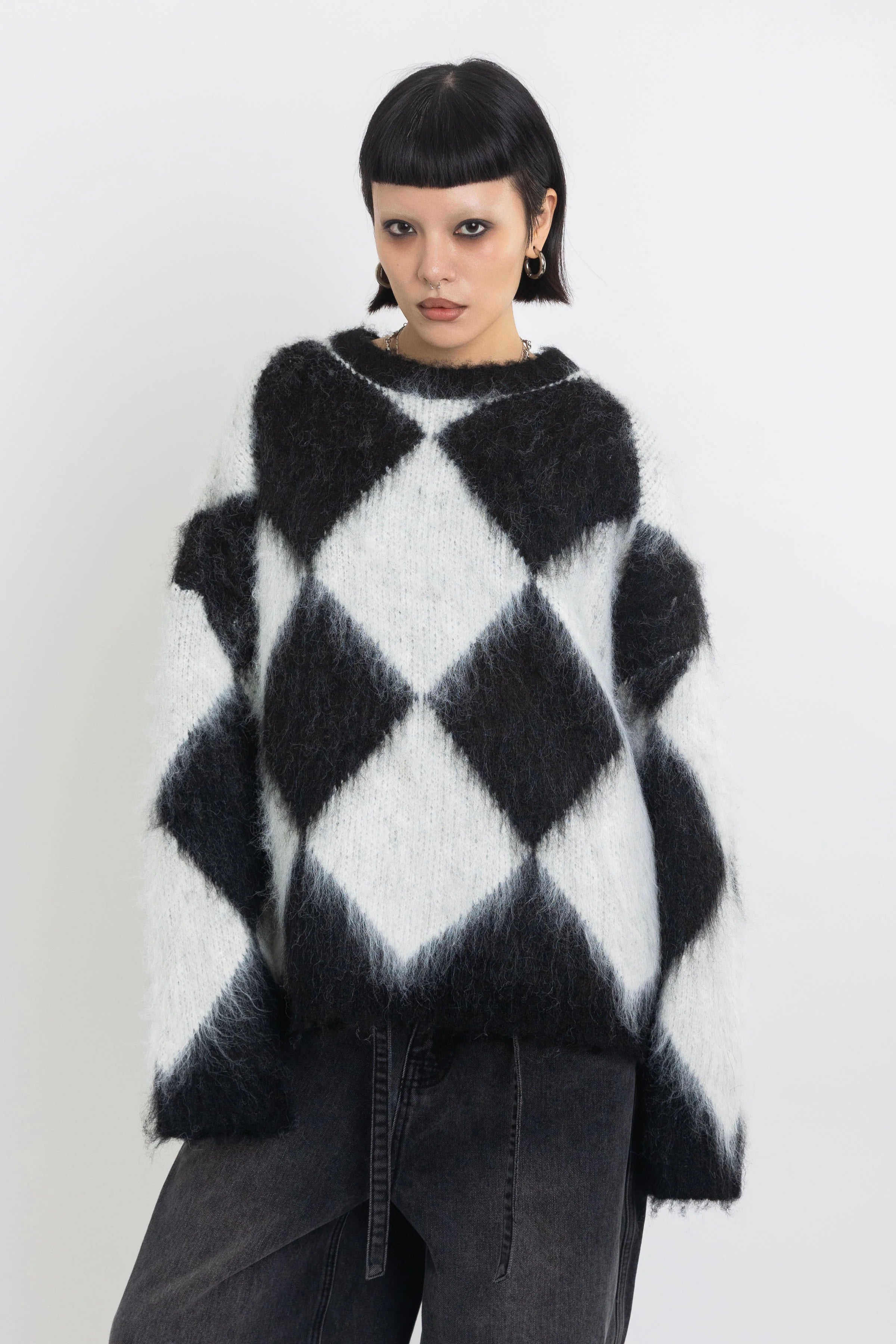 THE JASPER MONOCHROME ARGYLE KNIT JUMPER  - VIA THE RAGGED PRIEST | Only €96 | NOW AVAILABLE TO SHOP at IAMINHATELOVE 