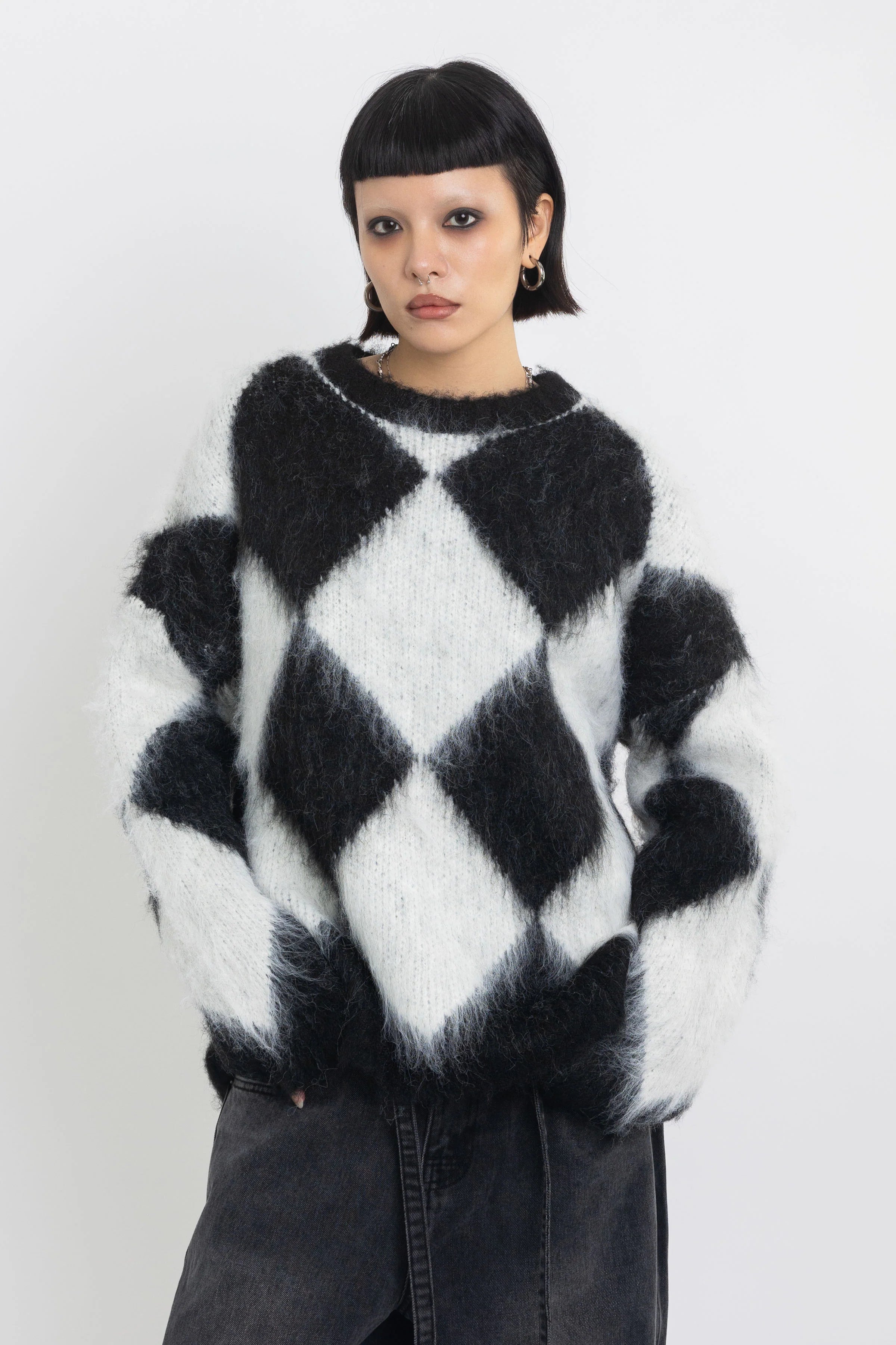 THE JASPER MONOCHROME ARGYLE KNIT JUMPER  - VIA THE RAGGED PRIEST | Only €96 | NOW AVAILABLE TO SHOP at IAMINHATELOVE 