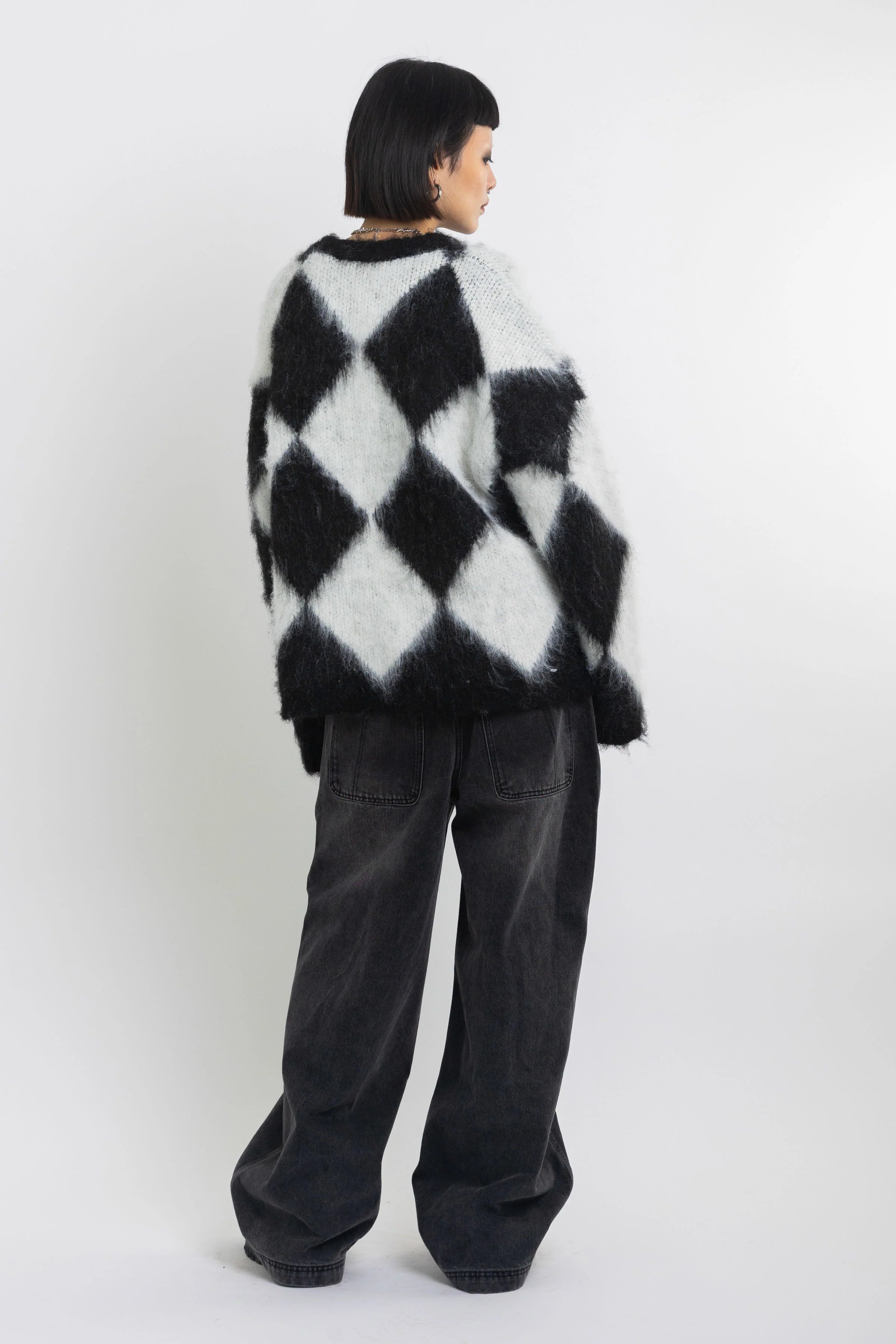THE JASPER MONOCHROME ARGYLE KNIT JUMPER  - VIA THE RAGGED PRIEST | Only €96 | NOW AVAILABLE TO SHOP at IAMINHATELOVE 
