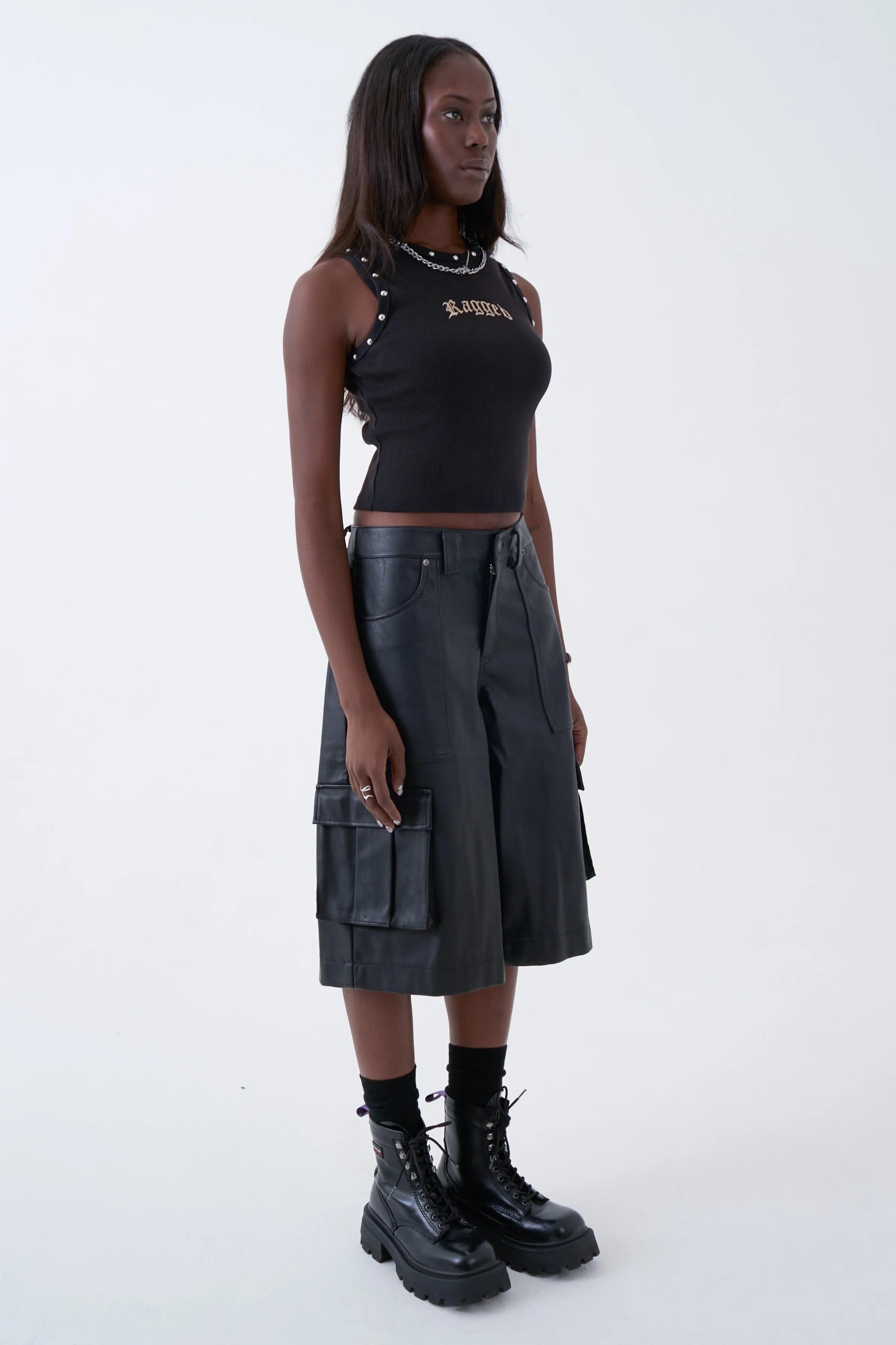 THE JOLT FAUX LEATHER BERMUDA SHORTS  - VIA THE RAGGED PRIEST | Only €105 | NOW AVAILABLE TO SHOP at IAMINHATELOVE 