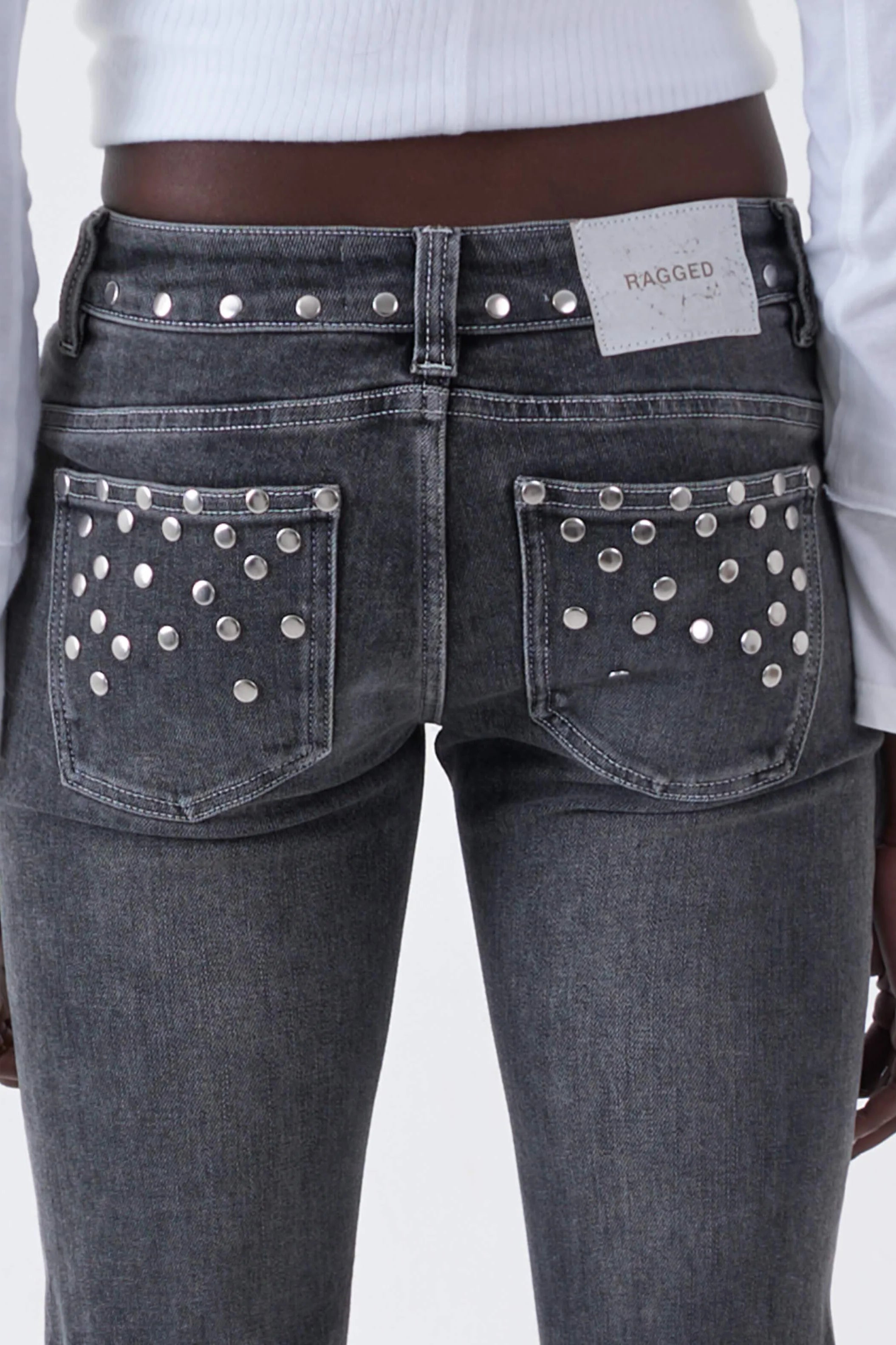 THE LOCKET GREY STUDDED BOOTCUT FLARE DENIM  - VIA THE RAGGED PRIEST | Only €99 | NOW AVAILABLE TO SHOP at IAMINHATELOVE 