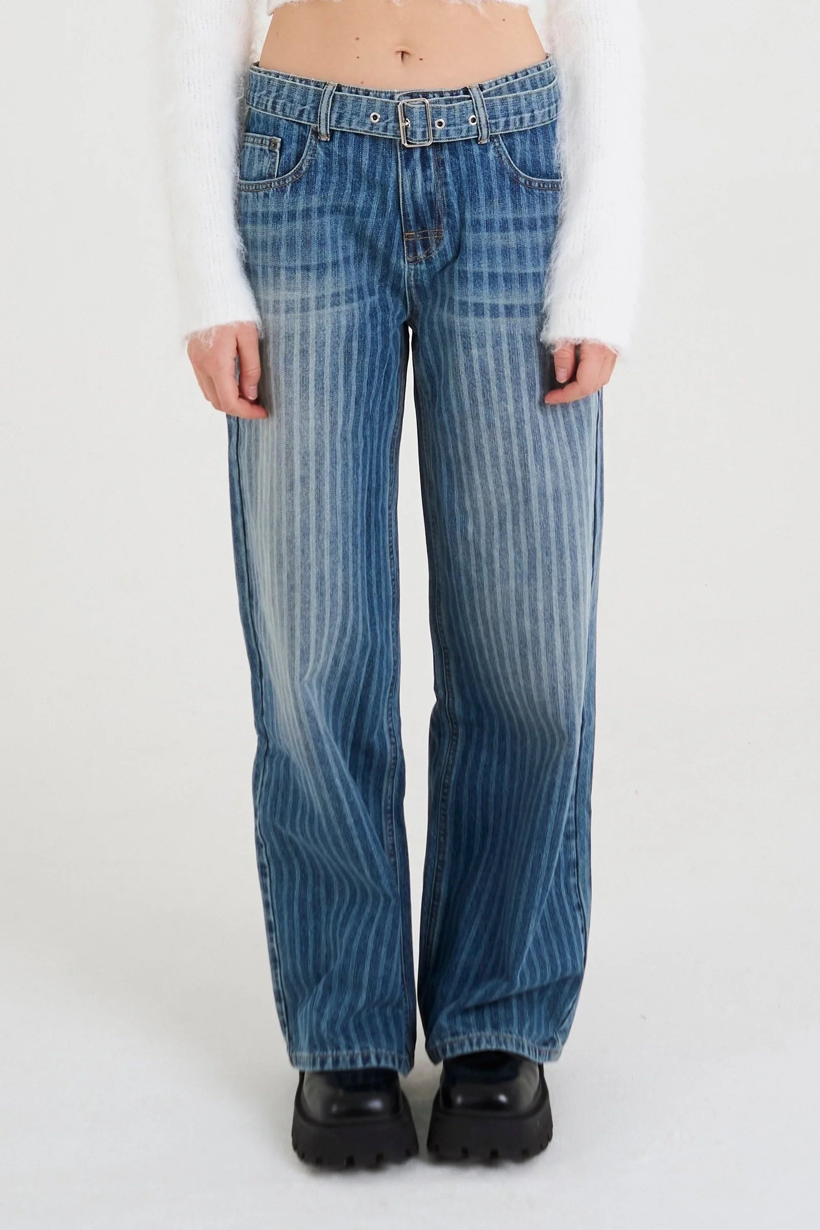 THE MOBSTER DIRTY WASH PINSTRIPE RELEASE DENIM  - VIA THE RAGGED PRIEST | Only €105 | NOW AVAILABLE TO SHOP at IAMINHATELOVE 