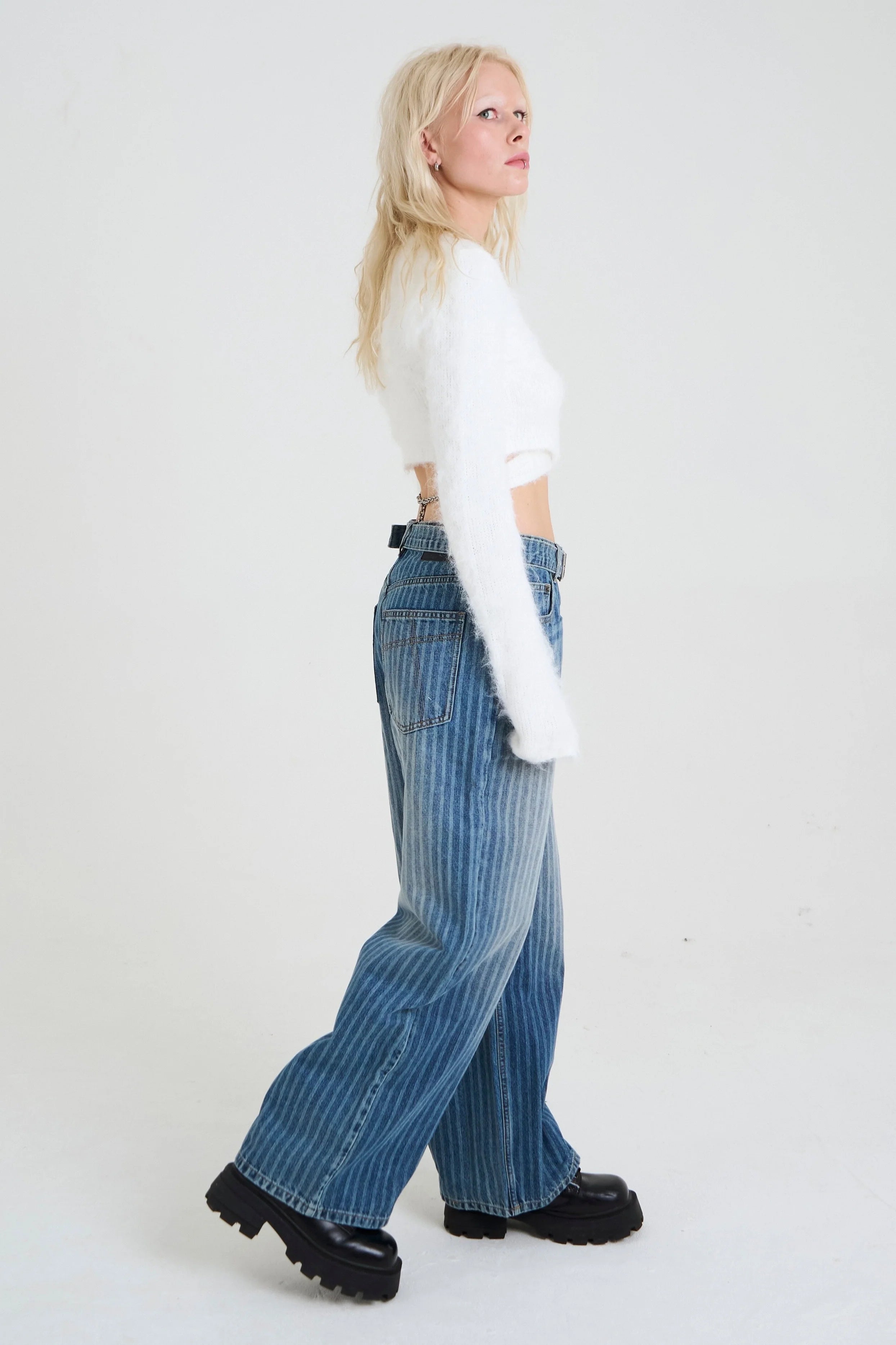 THE MOBSTER DIRTY WASH PINSTRIPE RELEASE DENIM  - VIA THE RAGGED PRIEST | Only €105 | NOW AVAILABLE TO SHOP at IAMINHATELOVE 