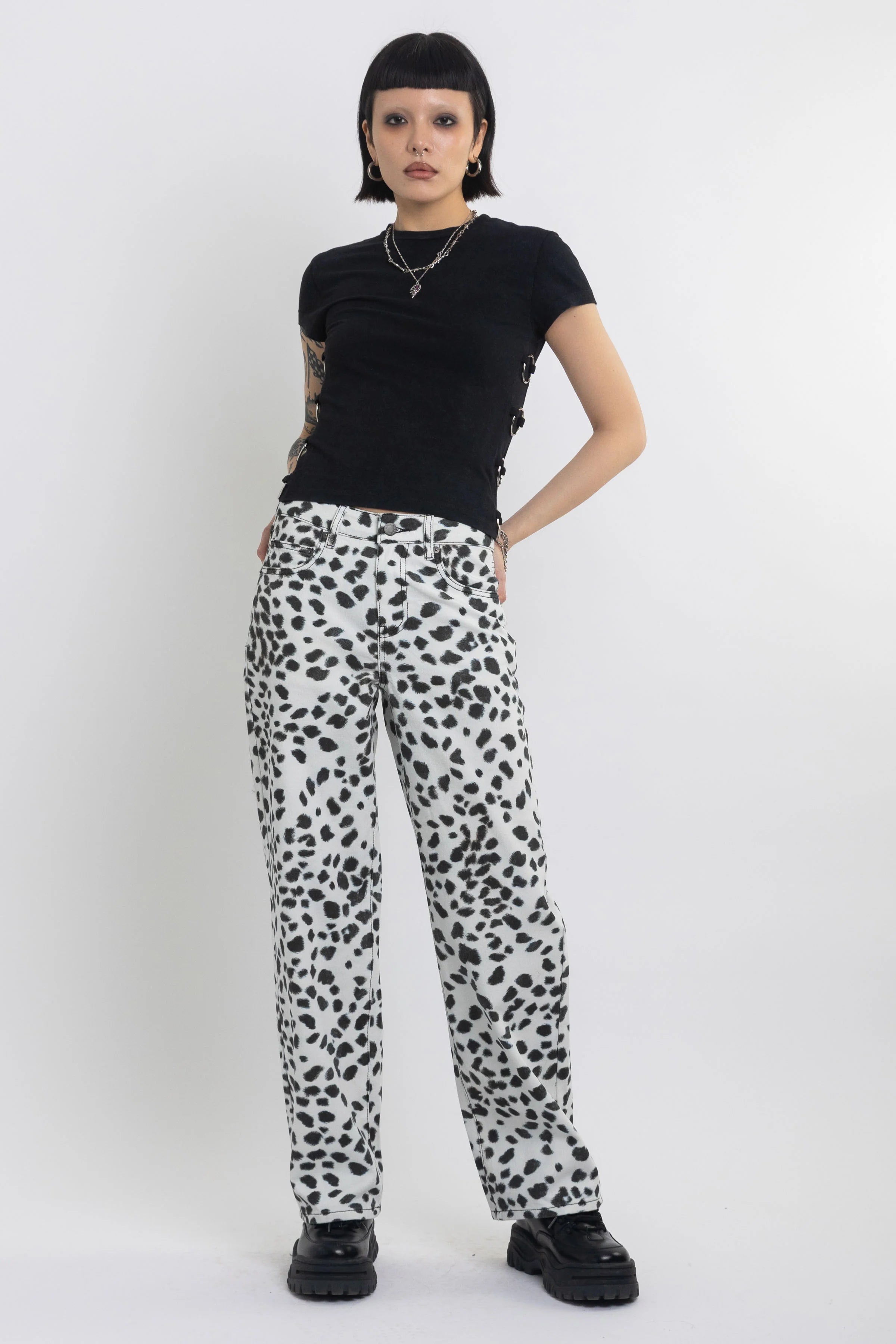 THE PATCH DALMATIAN PRINT BAGGY JEANS  - VIA THE RAGGED PRIEST | Only €99 | NOW AVAILABLE TO SHOP at IAMINHATELOVE 
