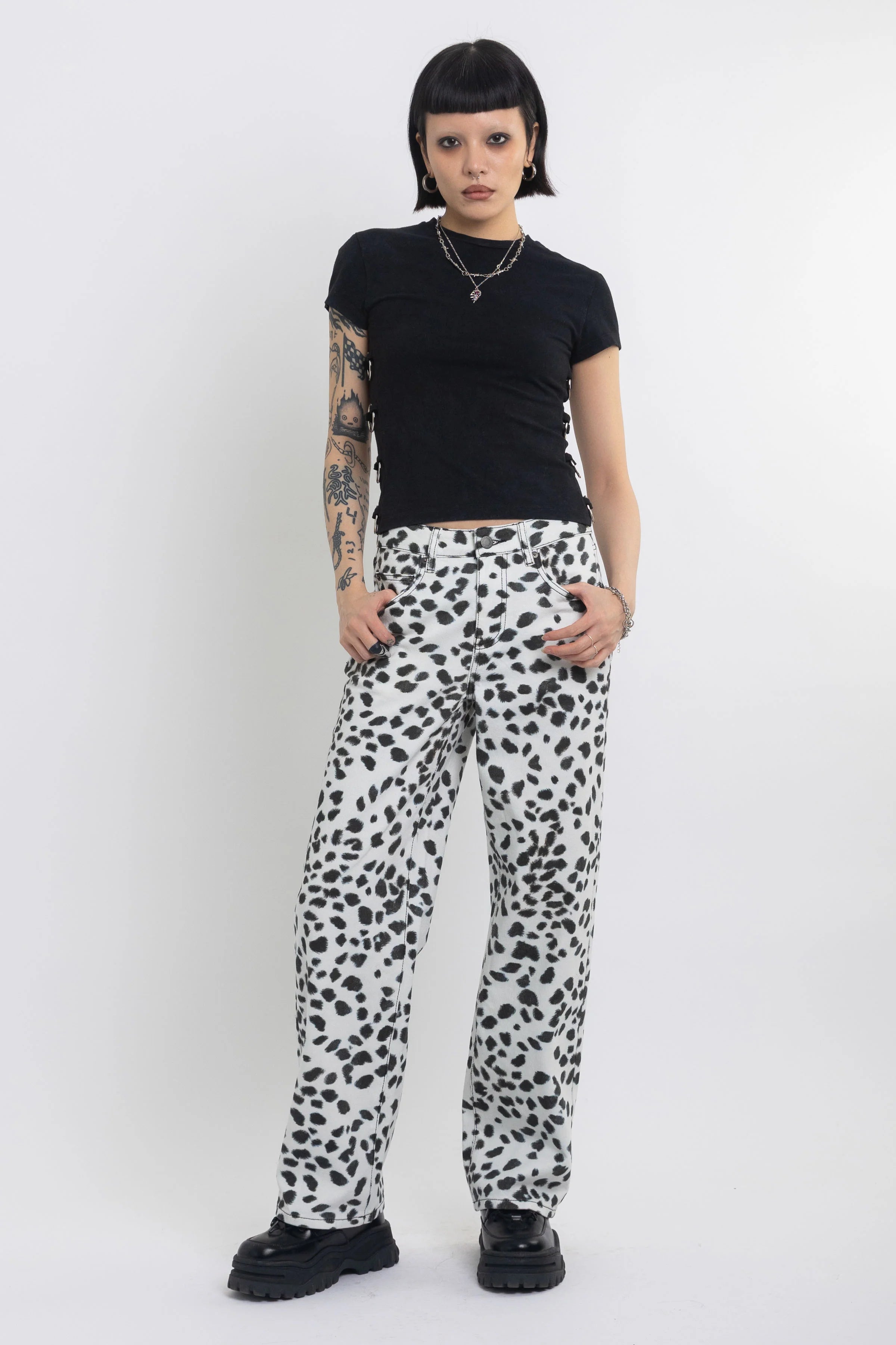 THE PATCH DALMATIAN PRINT BAGGY JEANS  - VIA THE RAGGED PRIEST | Only €99 | NOW AVAILABLE TO SHOP at IAMINHATELOVE 