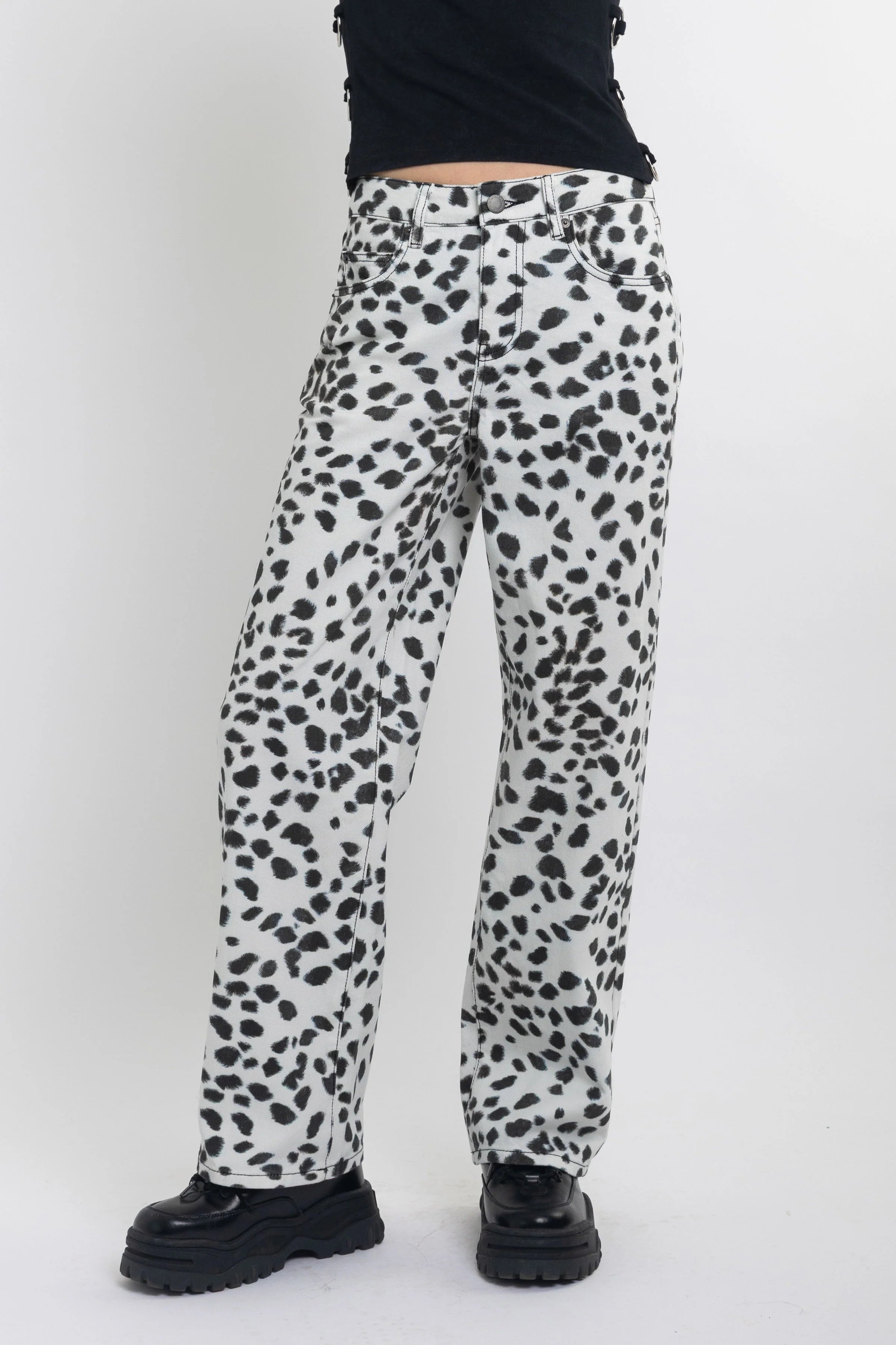 THE PATCH DALMATIAN PRINT BAGGY JEANS  - VIA THE RAGGED PRIEST | Only €99 | NOW AVAILABLE TO SHOP at IAMINHATELOVE 