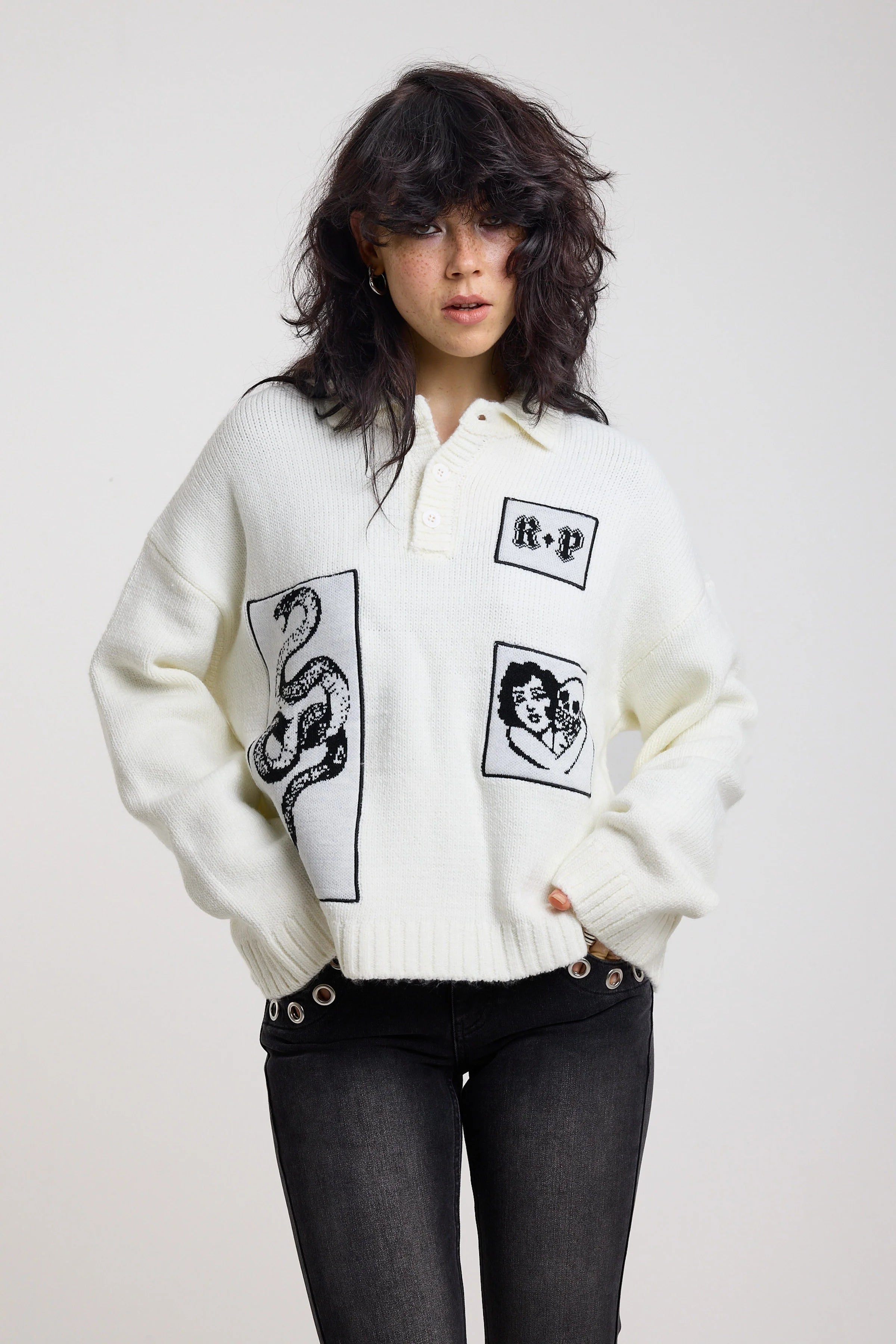 THE POST RUGBY APPLIQUÉ KNIT JUMPER  - VIA THE RAGGED PRIEST | Only €98 | NOW AVAILABLE TO SHOP at IAMINHATELOVE 