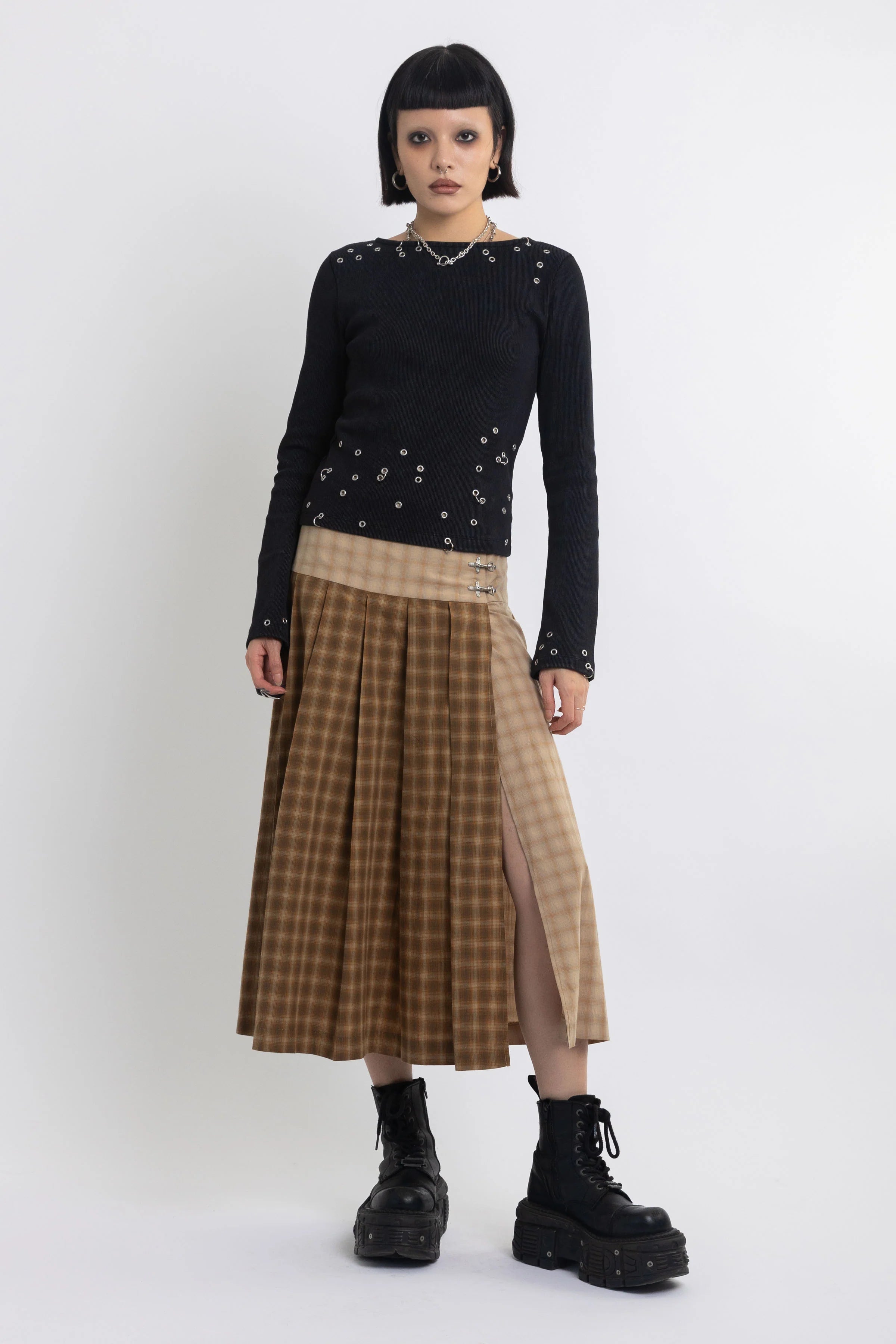 THE PULL SPLICED CHECK KILT MIDI SKIRT  - VIA THE RAGGED PRIEST | Only €97 | NOW AVAILABLE TO SHOP at IAMINHATELOVE 