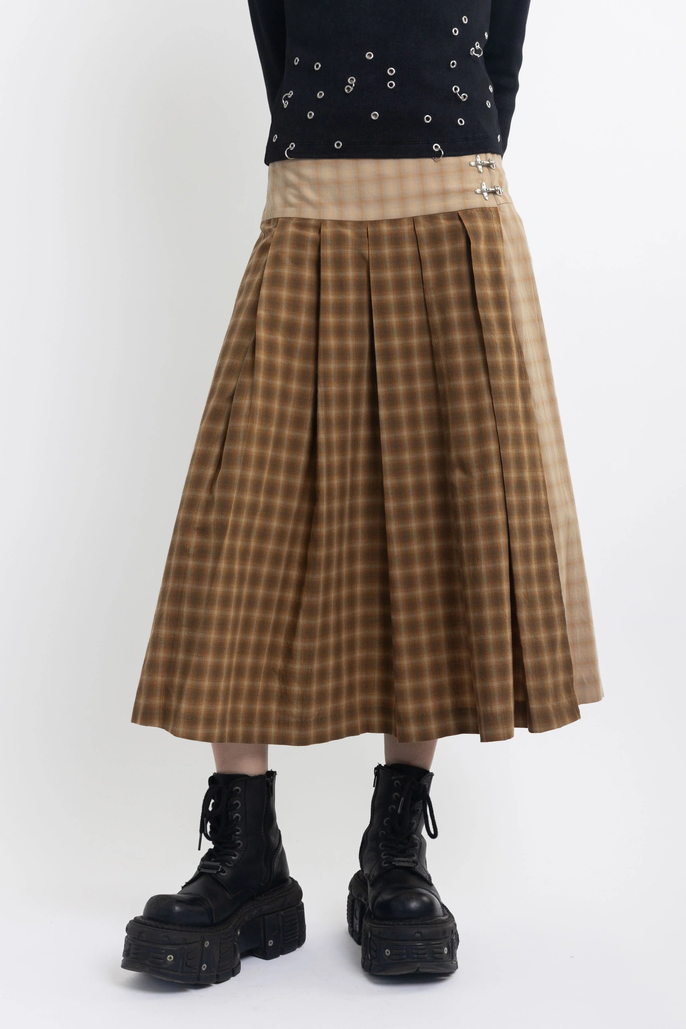 THE PULL SPLICED CHECK KILT MIDI SKIRT  - VIA THE RAGGED PRIEST | Only €97 | NOW AVAILABLE TO SHOP at IAMINHATELOVE 