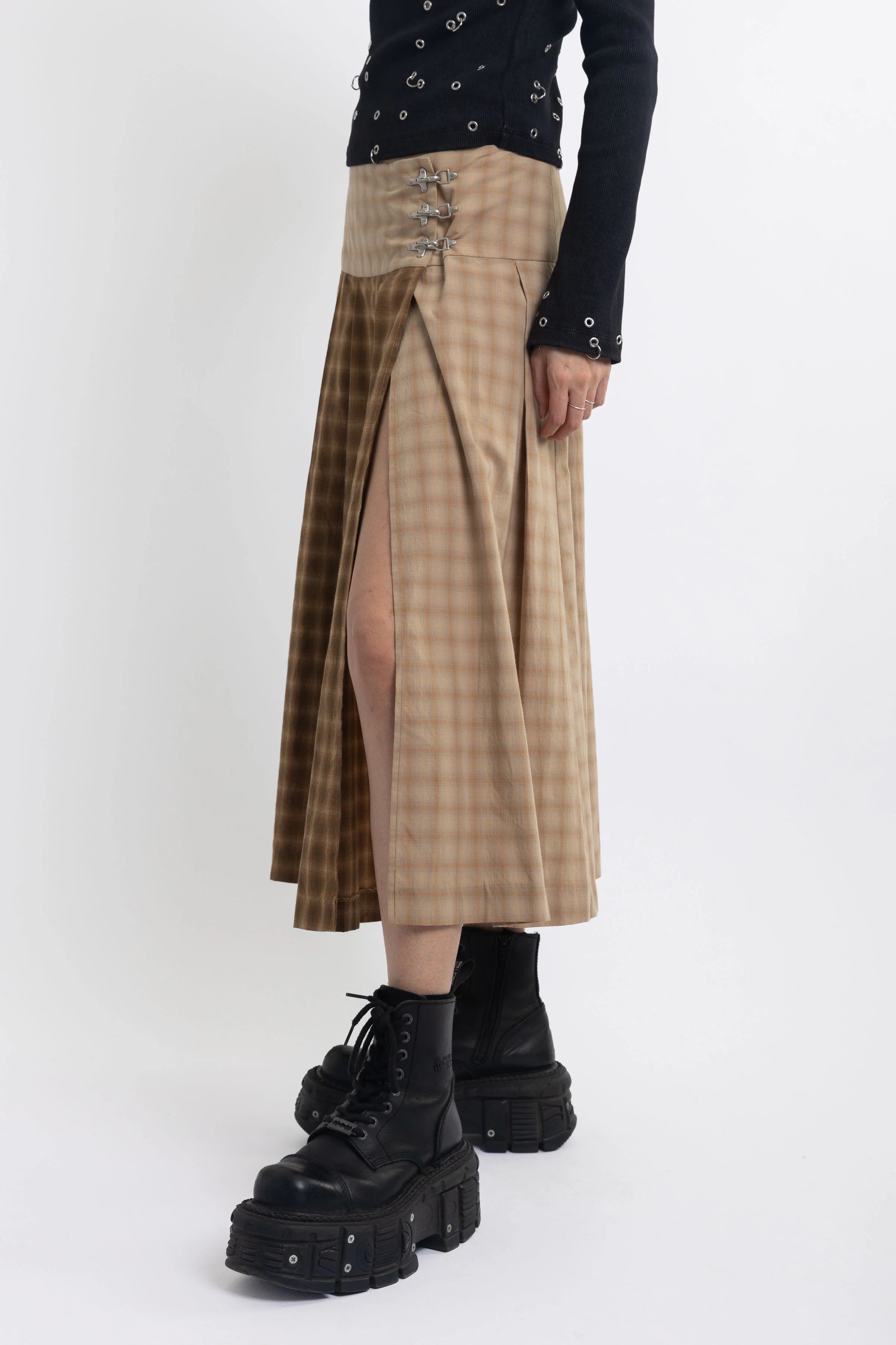THE PULL SPLICED CHECK KILT MIDI SKIRT  - VIA THE RAGGED PRIEST | Only €97 | NOW AVAILABLE TO SHOP at IAMINHATELOVE 