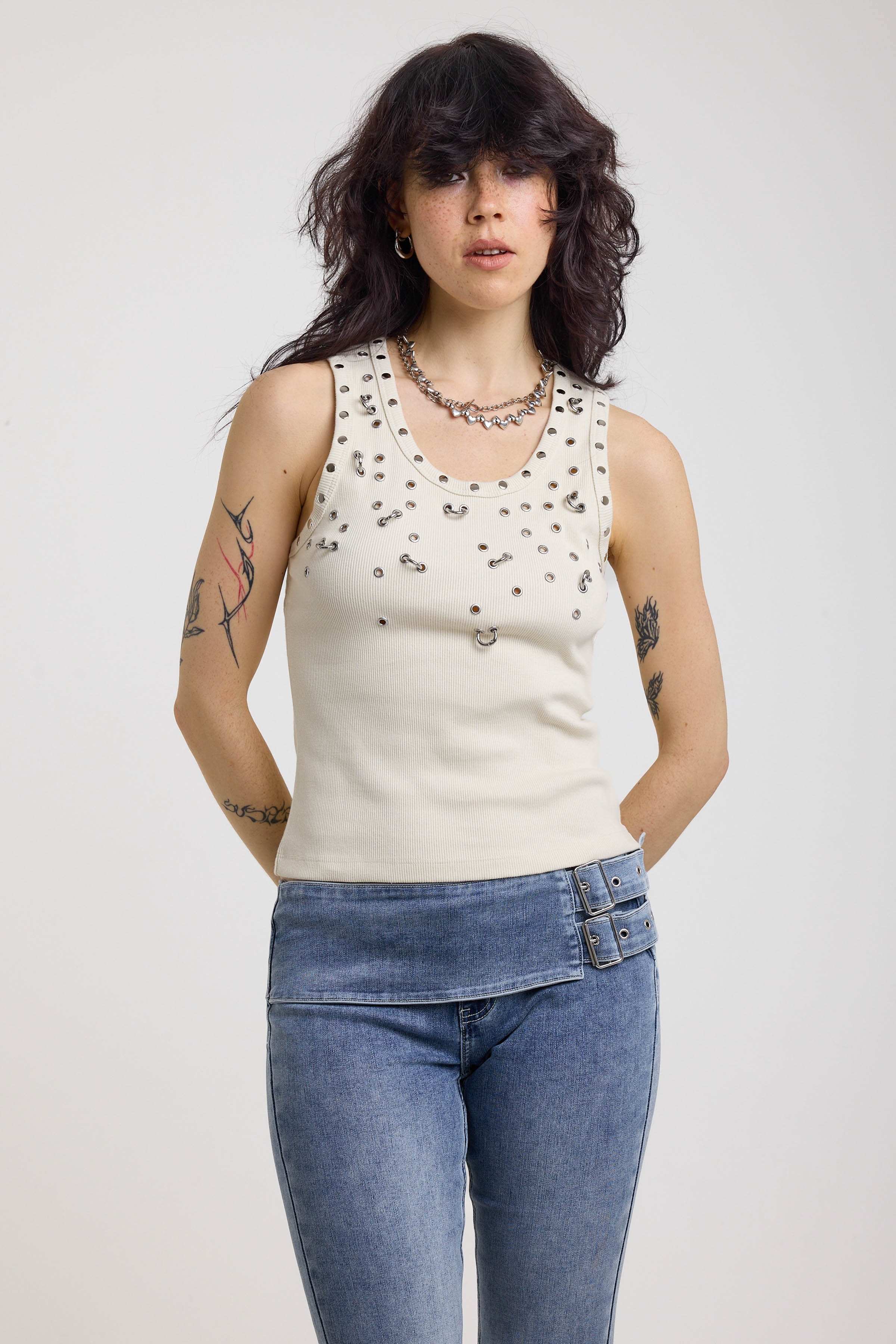 THE SCATTER PIERCING EYELET TANK TOP  - VIA THE RAGGED PRIEST | Only €52 | NOW AVAILABLE TO SHOP at IAMINHATELOVE 