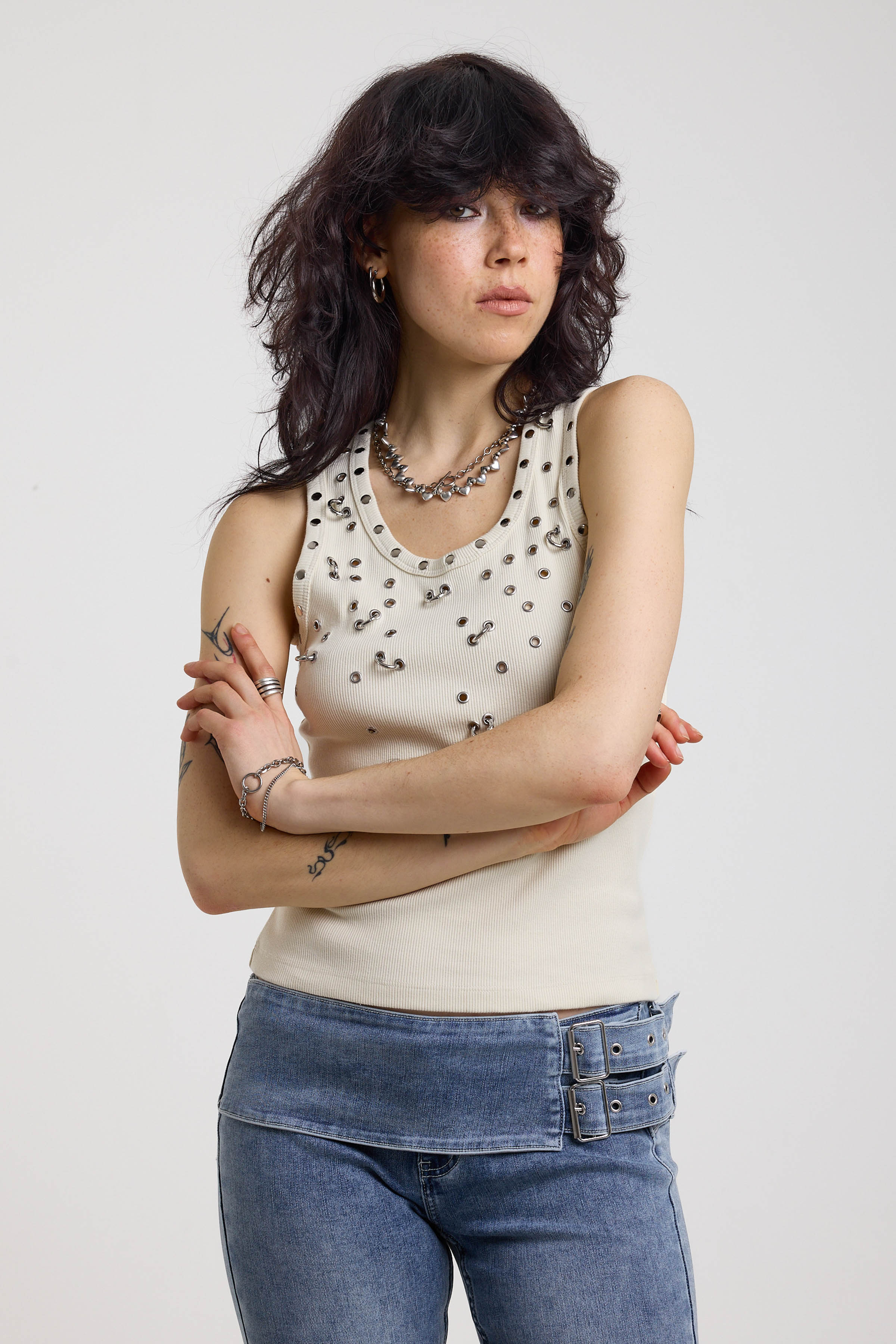 THE SCATTER PIERCING EYELET TANK TOP  - VIA THE RAGGED PRIEST | Only €52 | NOW AVAILABLE TO SHOP at IAMINHATELOVE 