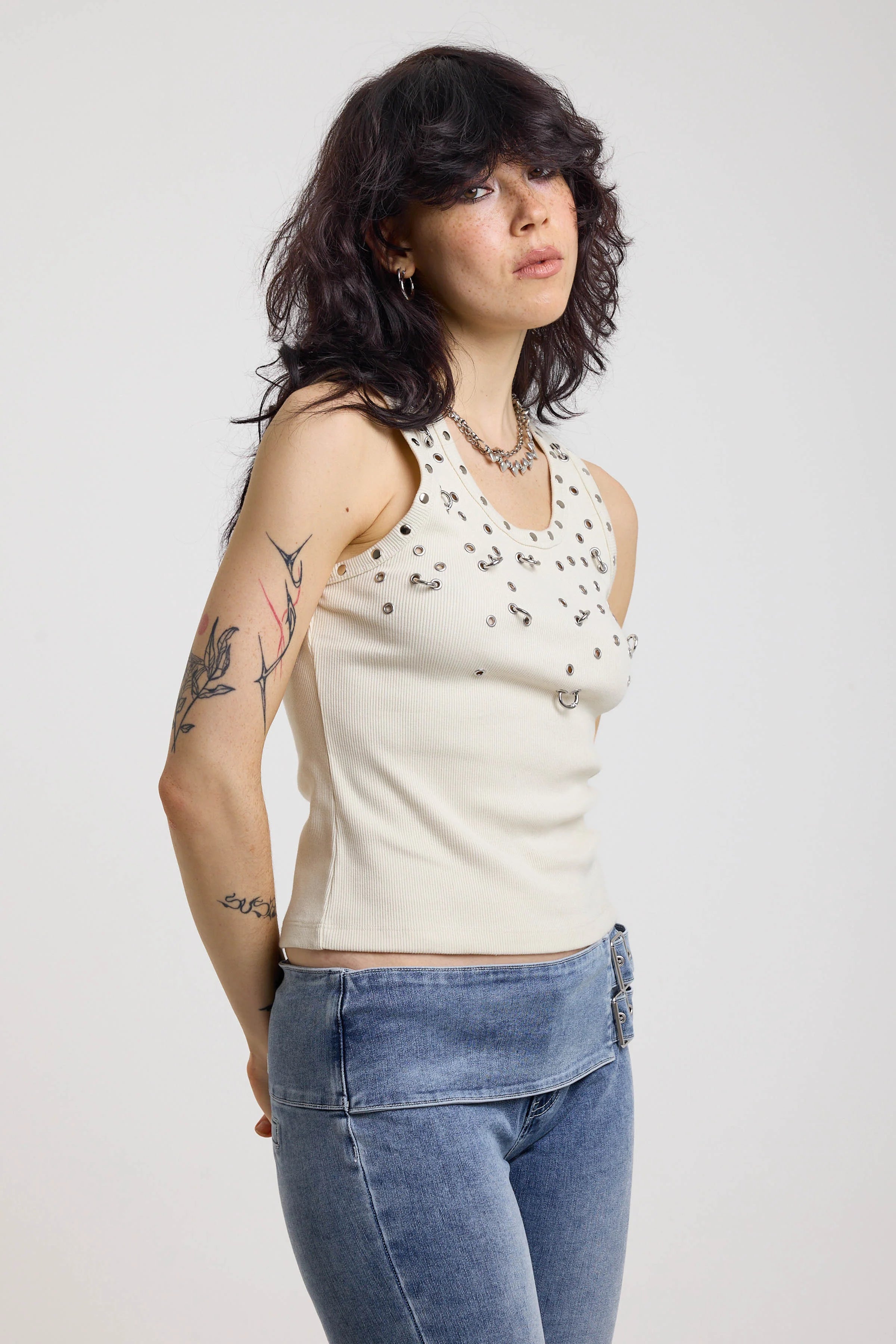 THE SCATTER PIERCING EYELET TANK TOP  - VIA THE RAGGED PRIEST | Only €52 | NOW AVAILABLE TO SHOP at IAMINHATELOVE 