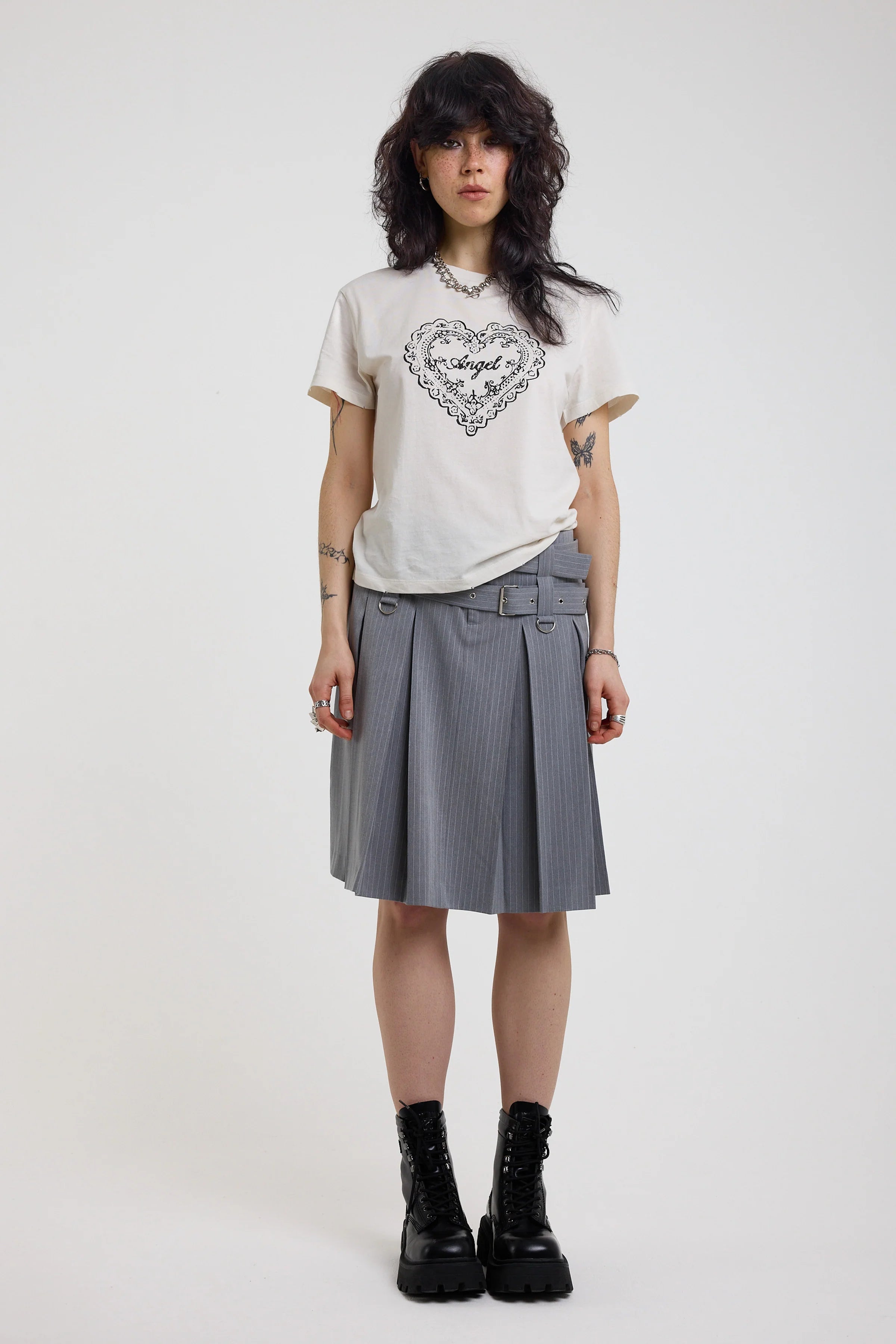 THE TASK PINSTRIPE AWKWARD MIDI SKIRT  - VIA THE RAGGED PRIEST | Only €92 | NOW AVAILABLE TO SHOP at IAMINHATELOVE 