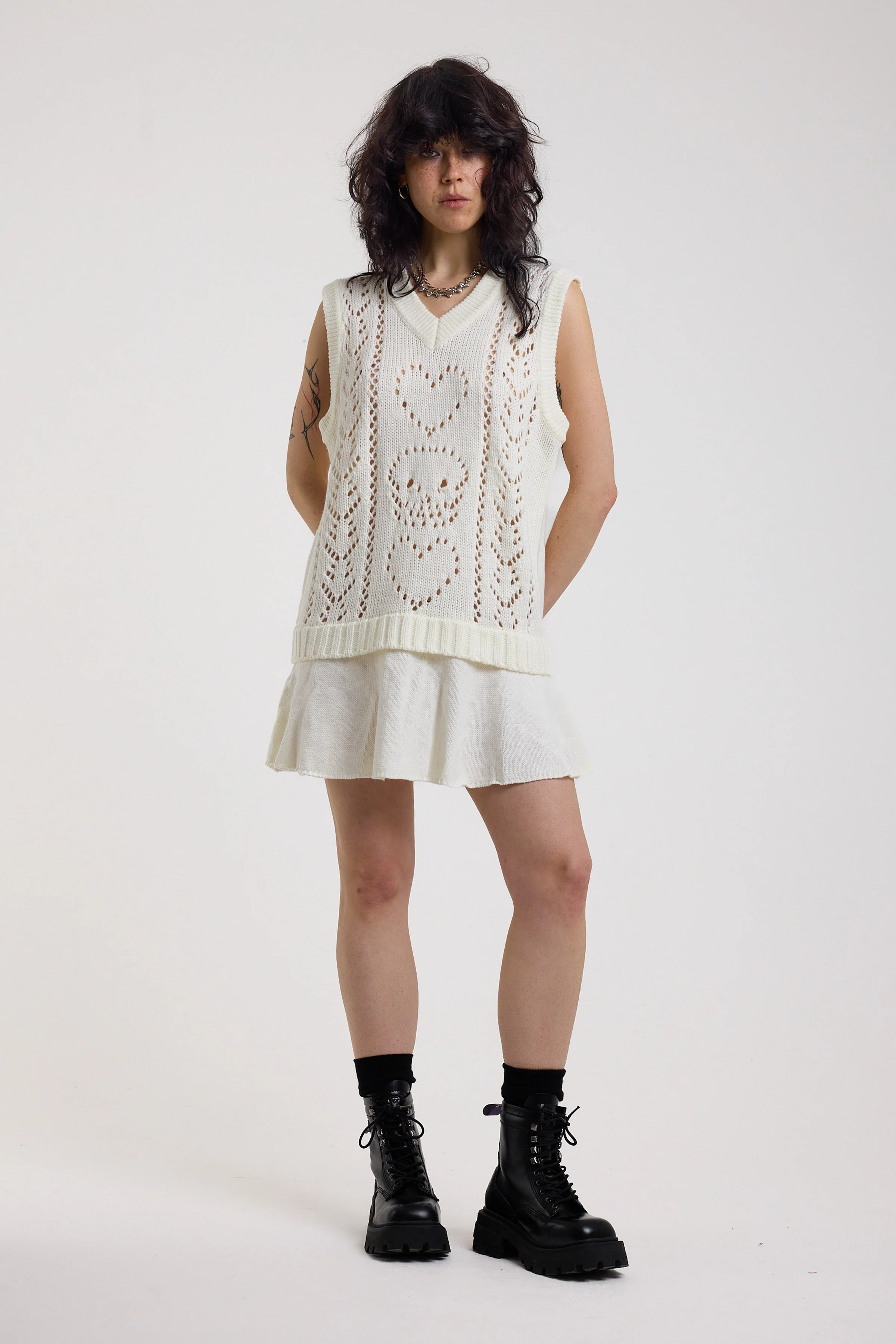 THE TENDER SKULL POINTELLE KNIT MINI DRESS  - VIA THE RAGGED PRIEST | Only €74 | NOW AVAILABLE TO SHOP at IAMINHATELOVE 