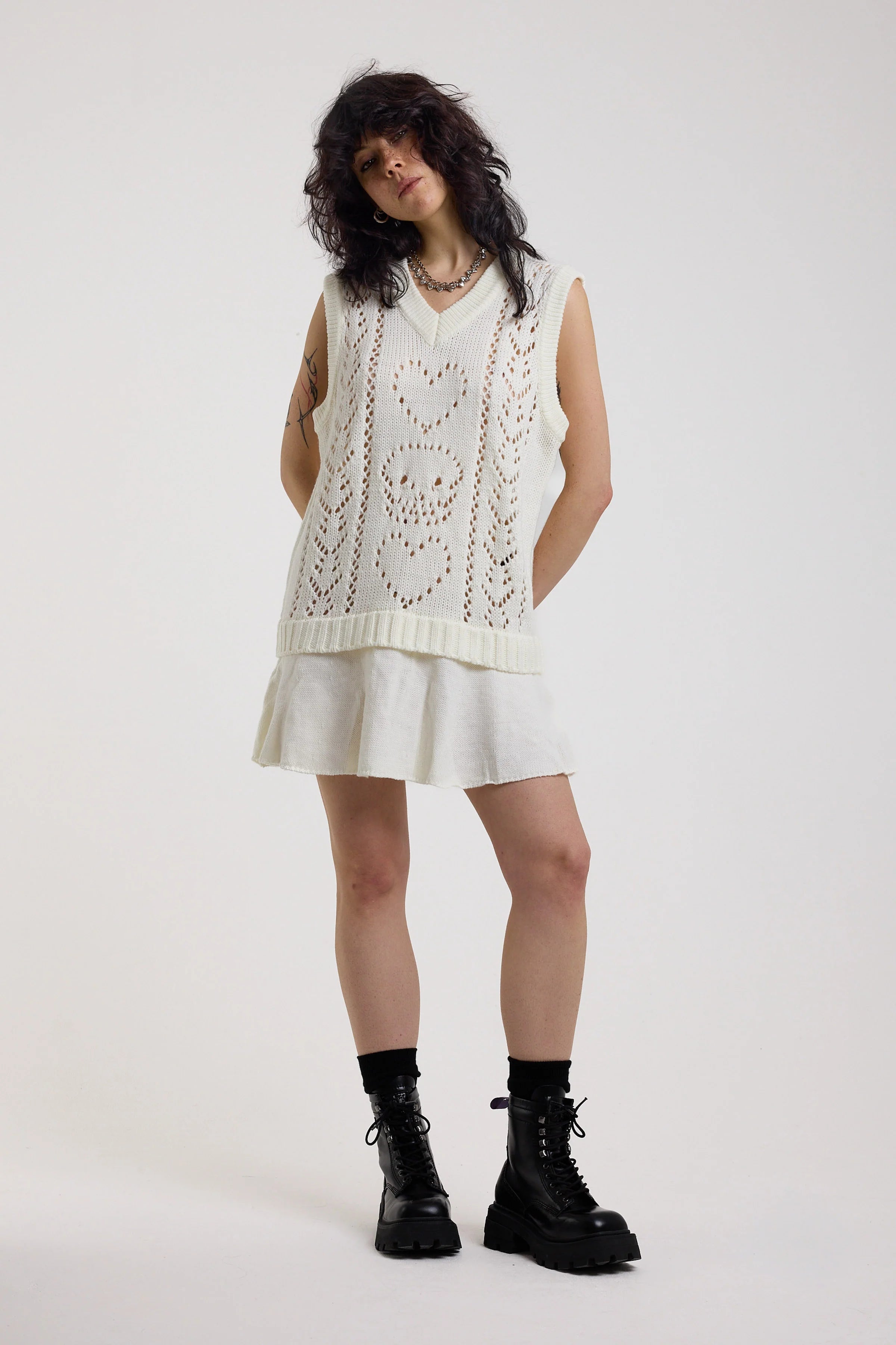 THE TENDER SKULL POINTELLE KNIT MINI DRESS  - VIA THE RAGGED PRIEST | Only €74 | NOW AVAILABLE TO SHOP at IAMINHATELOVE 