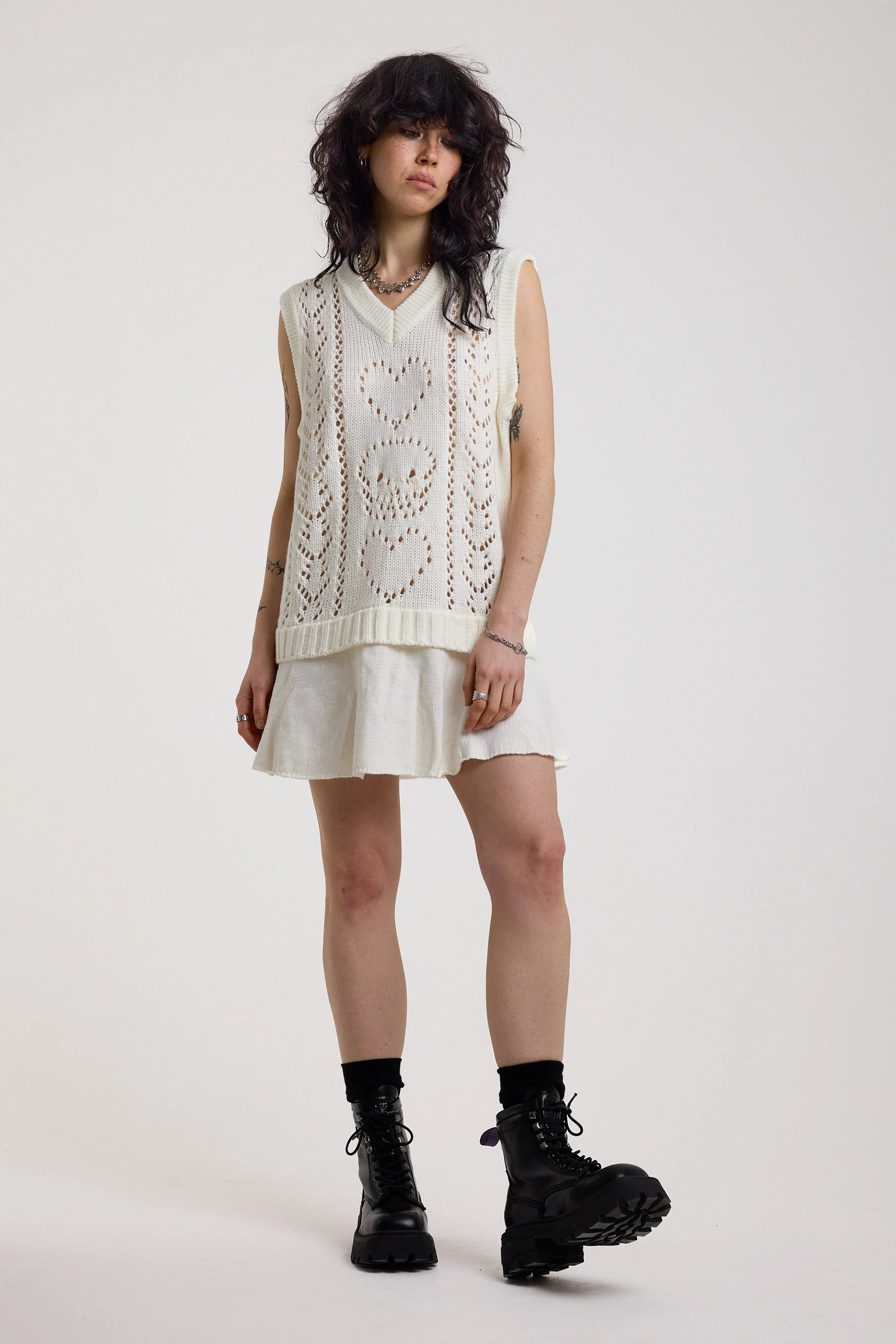 THE TENDER SKULL POINTELLE KNIT MINI DRESS  - VIA THE RAGGED PRIEST | Only €74 | NOW AVAILABLE TO SHOP at IAMINHATELOVE 