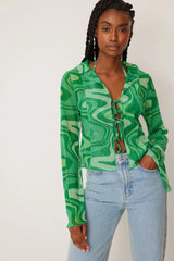 THE 90'S RUFFLE DETAILED SHEER CARDI BLOUSE - EXCLUSIVE Tops from NA-KD - Just $30! SHOP NOW AT IAMINHATELOVE BOTH IN STORE FOR CYPRUS AND ONLINE WORLDWIDE