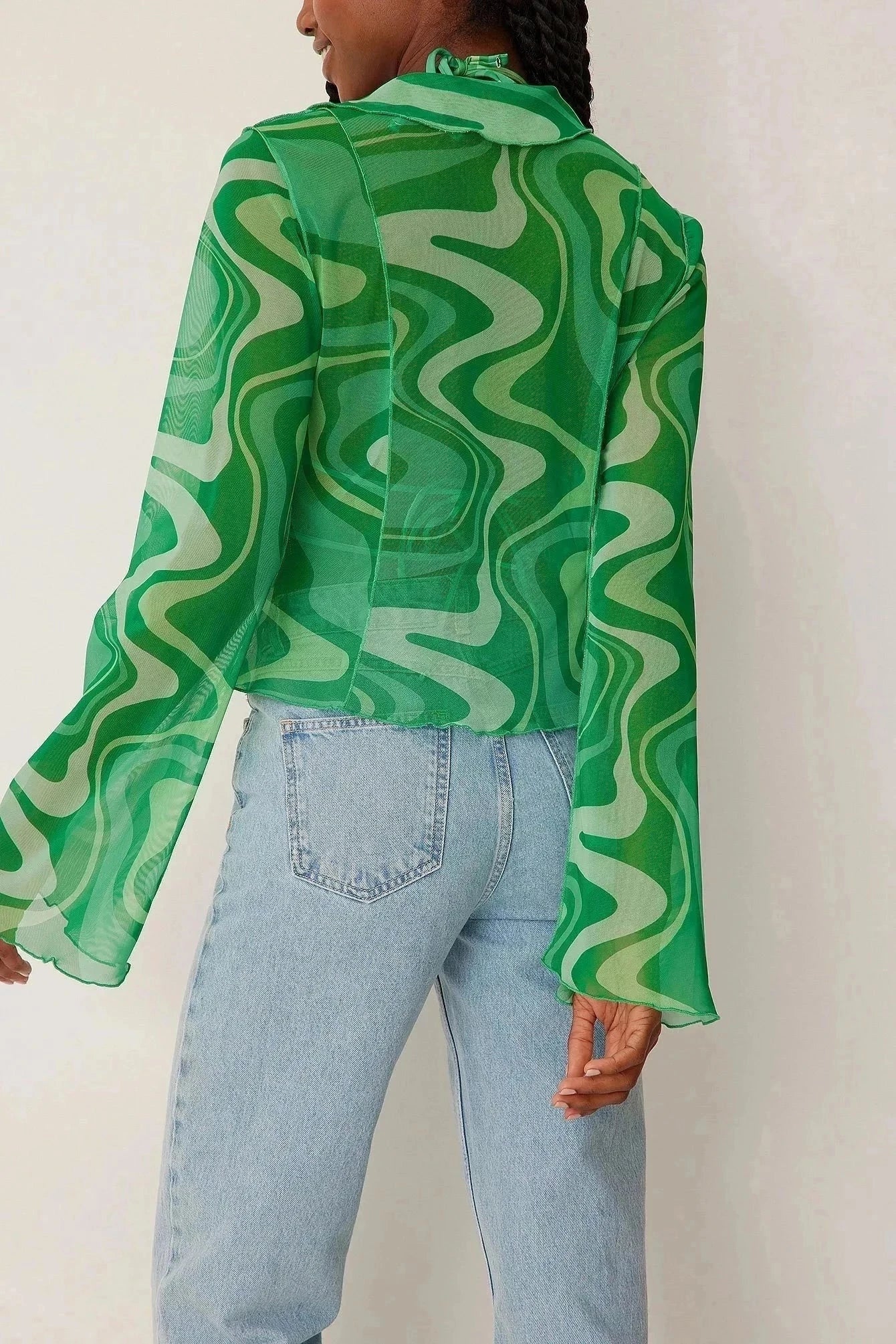 THE 90'S RUFFLE DETAILED SHEER CARDI BLOUSE  - VIA NA-KD | Only €27.95 | NOW AVAILABLE TO SHOP at IAMINHATELOVE