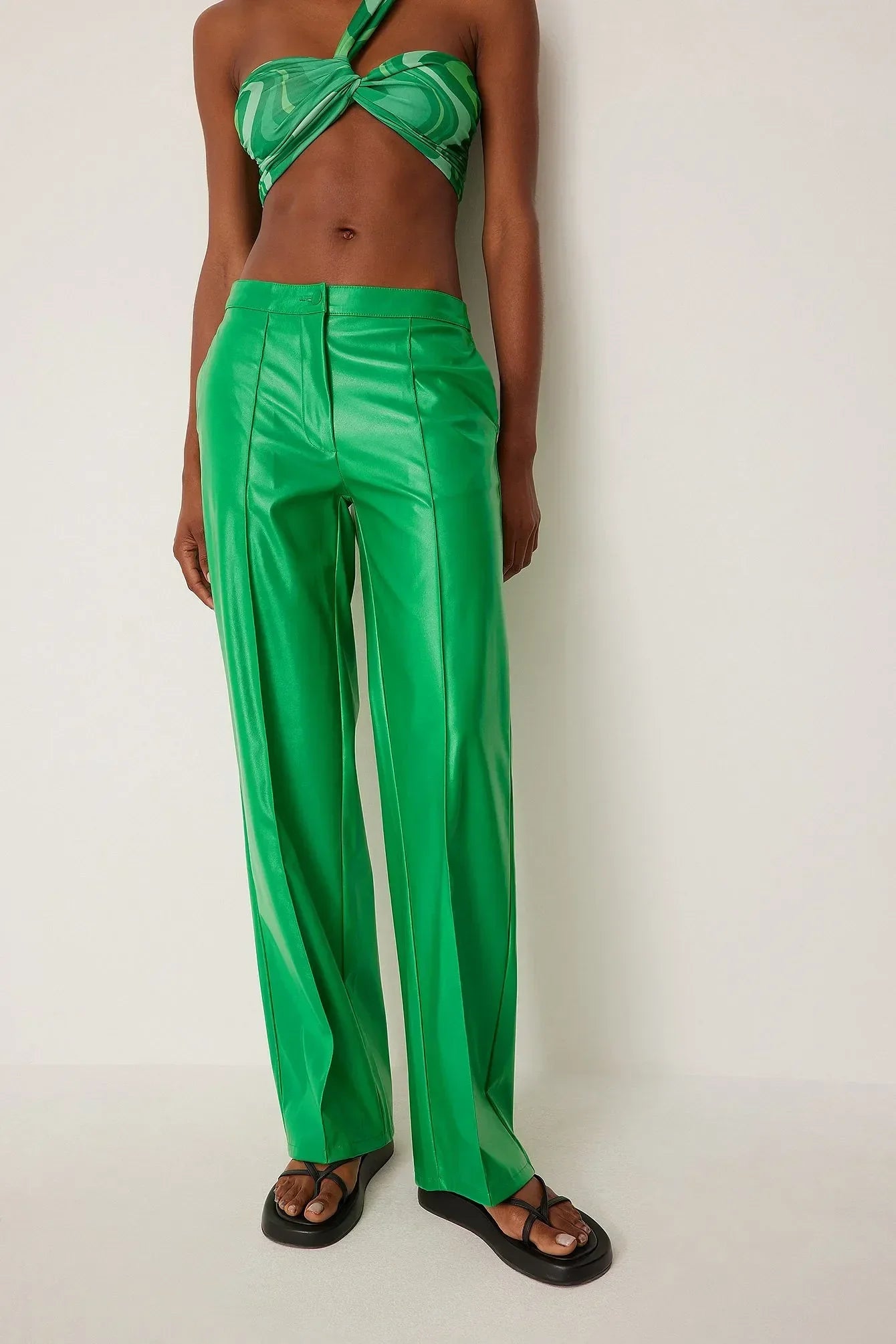 SHINY PU STRAIGHT FIT SUMMER PANTS - EXCLUSIVE Pants from NA-KD - Just $68.00! SHOP NOW AT IAMINHATELOVE BOTH IN STORE FOR CYPRUS AND ONLINE WORLDWIDE