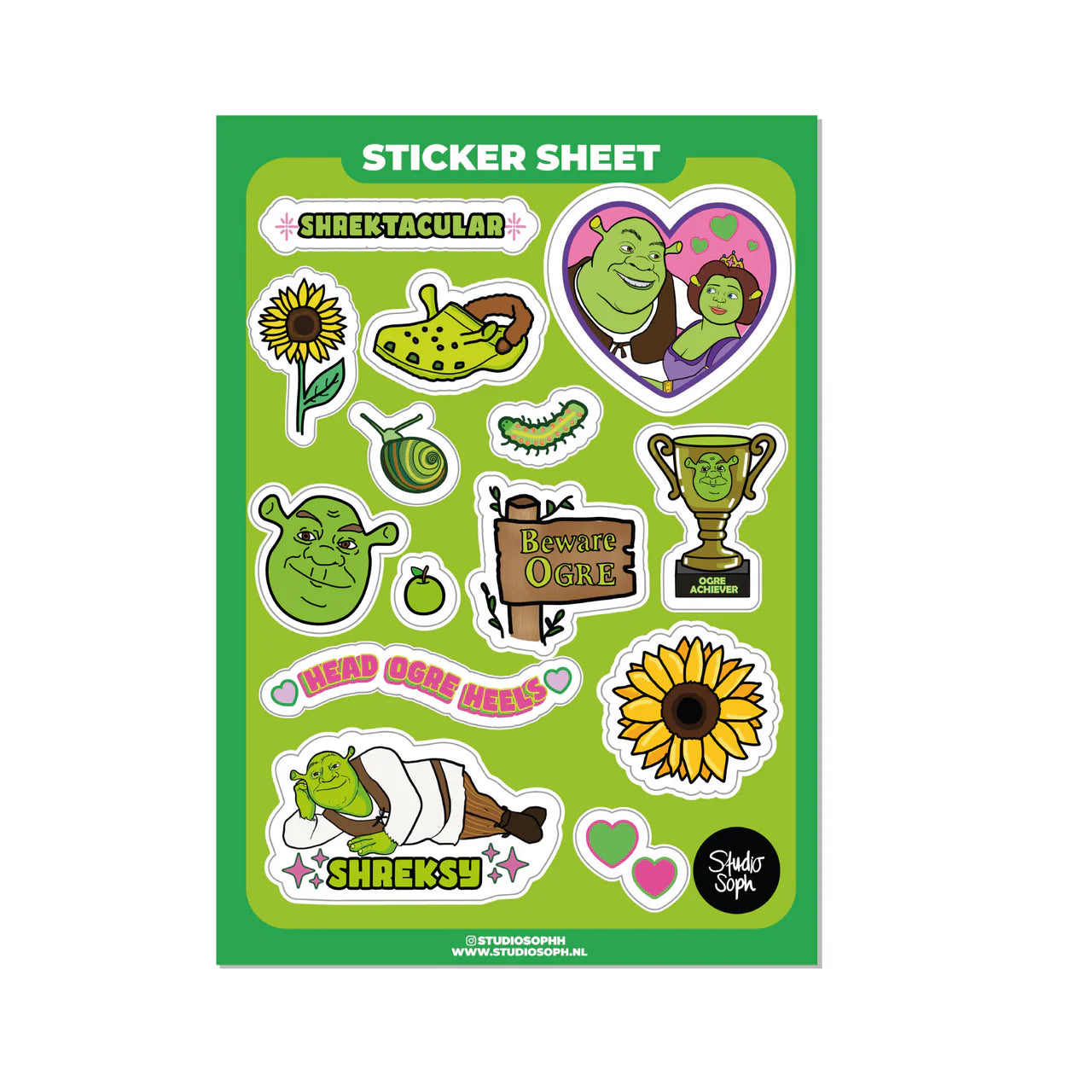 THE BEWARE OGRE - SHREK STICKER SHEET  - VIA IAMINHATELOVE | Only €6 | NOW AVAILABLE TO SHOP at IAMINHATELOVE 