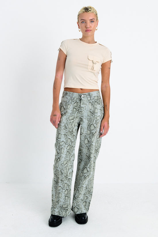 THE RELEASE DENIM - GREEN SNAKE WASH  - VIA THE RAGGED PRIEST | Only €87 | NOW AVAILABLE TO SHOP at IAMINHATELOVE