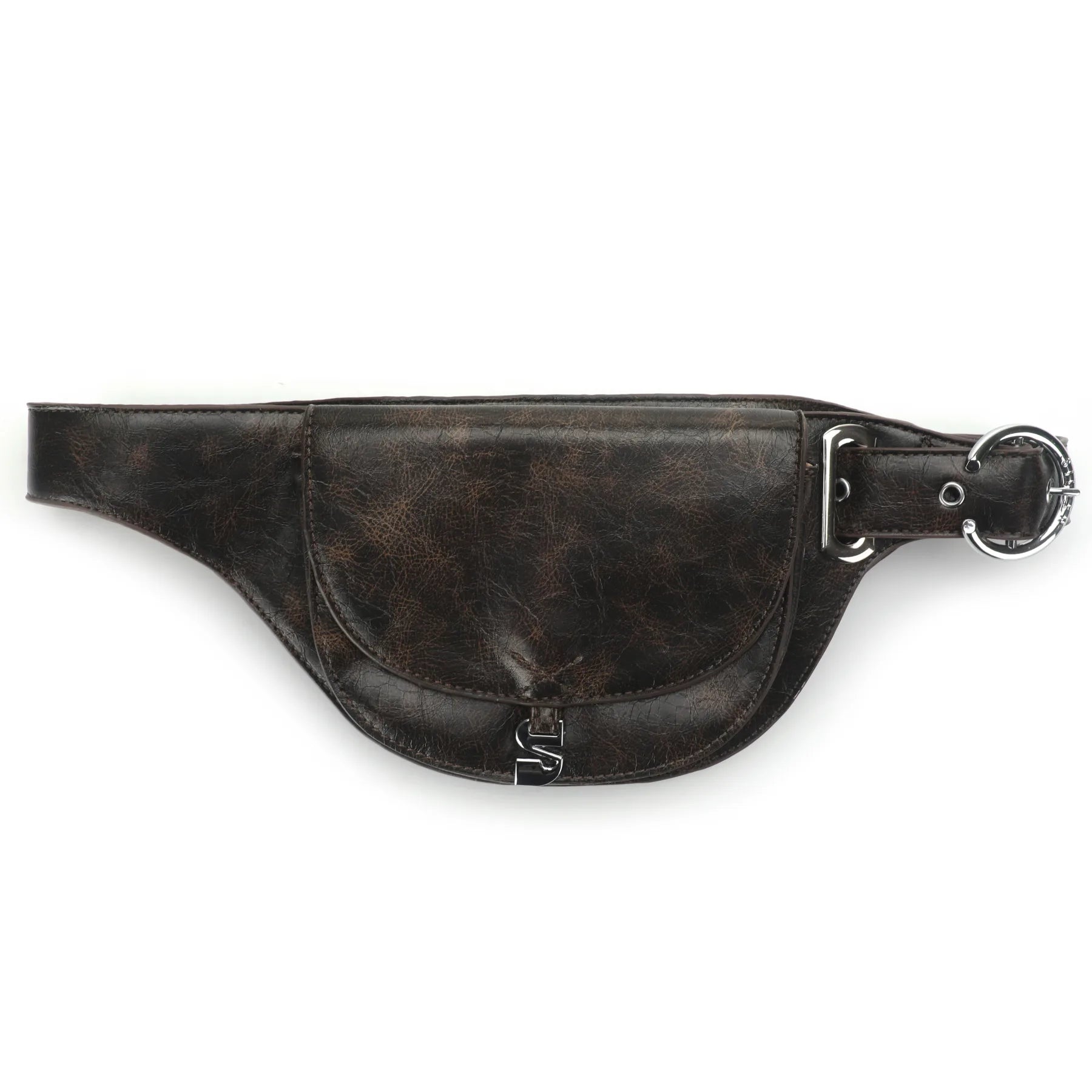 THE ELIZA FESTIVAL BELT IN DISTRESSED VEGAN LEATHER - CRACKED BROWN  - VIA SILFEN | Only €69.99 | NOW AVAILABLE TO SHOP at IAMINHATELOVE