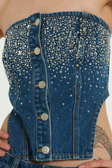 THE GENIE DENIM CORSET TOP - EXCLUSIVE Tops from MILK.IT - Just $66.00! SHOP NOW AT IAMINHATELOVE BOTH IN STORE FOR CYPRUS AND ONLINE WORLDWIDE