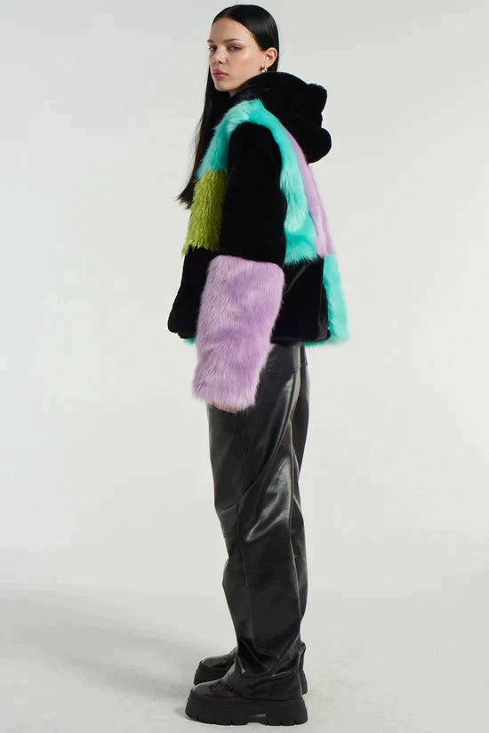 BRAT PATCHWORK FAUX FUR HOODED COAT  - VIA THE RAGGED PRIEST | Only €127 | NOW AVAILABLE TO SHOP at IAMINHATELOVE
