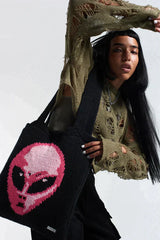 ALIEN KNITTED TOTE BAG - EXCLUSIVE Bags from THE RAGGED PRIEST - Just $53.00! SHOP NOW AT IAMINHATELOVE BOTH IN STORE FOR CYPRUS AND ONLINE WORLDWIDE