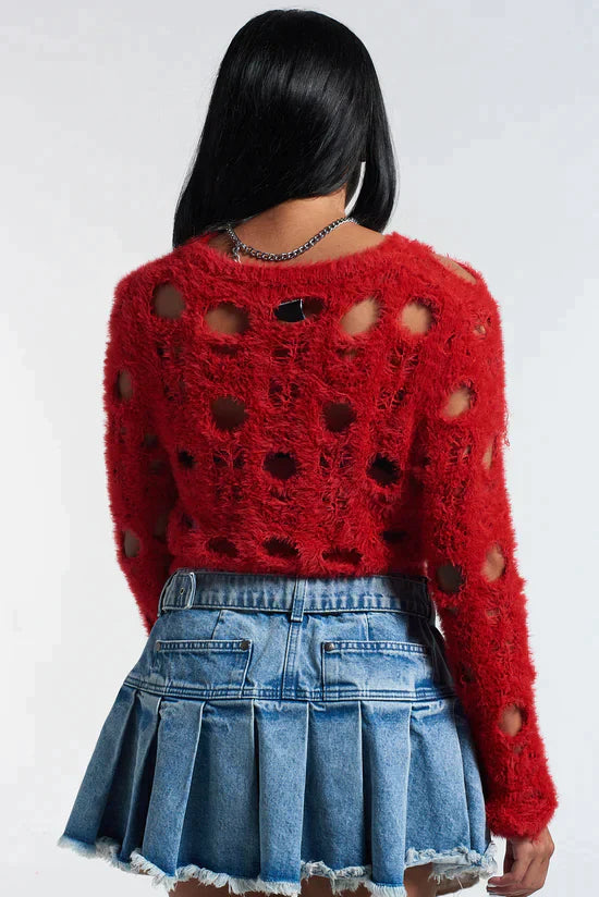 CROPPED HAZE KNIT - RED - EXCLUSIVE Knitwear from THE RAGGED PRIEST - Just €66! SHOP NOW AT IAMINHATELOVE BOTH IN STORE FOR CYPRUS AND ONLINE WORLDWIDE @ IAMINHATELOVE.COM