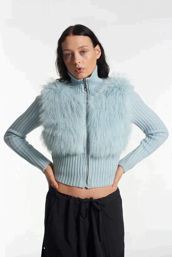 BLIZZARD ZIP CARDIGAN - BABY BLUE - EXCLUSIVE Knitwear from THE RAGGED PRIEST - Just $55.30! SHOP NOW AT IAMINHATELOVE BOTH IN STORE FOR CYPRUS AND ONLINE WORLDWIDE