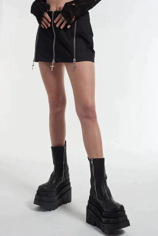 EXCLUSIVE - CHARMED CROSSES MINI SKIRT - EXCLUSIVE Mini Skirts from THE RAGGED PRIEST - Just $44.00! SHOP NOW AT IAMINHATELOVE BOTH IN STORE FOR CYPRUS AND ONLINE WORLDWIDE