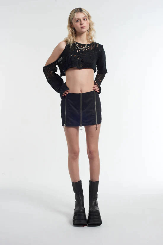 EXCLUSIVE - SUPER CROPPED SHREDDED KNIT - EXCLUSIVE Knitwear from THE RAGGED PRIEST - Just $62.00! SHOP NOW AT IAMINHATELOVE BOTH IN STORE FOR CYPRUS AND ONLINE WORLDWIDE