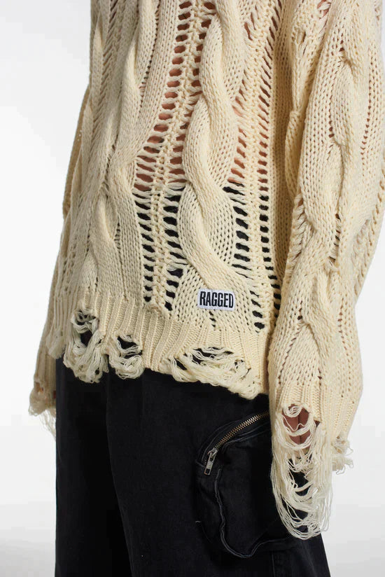 DISTRESSED CABLE KNIT - EXCLUSIVE Knitwear from THE RAGGED PRIEST - Just $62.00! SHOP NOW AT IAMINHATELOVE BOTH IN STORE FOR CYPRUS AND ONLINE WORLDWIDE