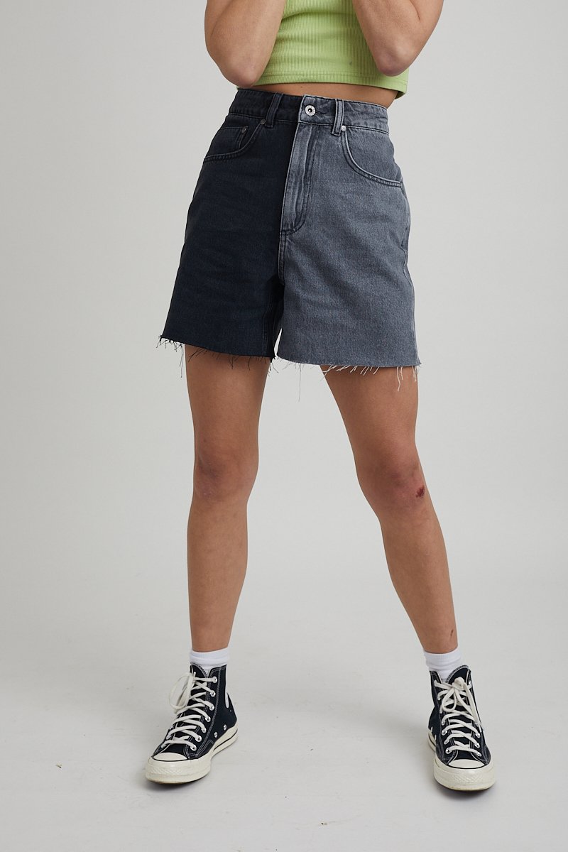 HALF & HALF SHORTS - DENIM CHARCOAL  - VIA THE RAGGED PRIEST | Only €48.95 | NOW AVAILABLE TO SHOP at IAMINHATELOVE