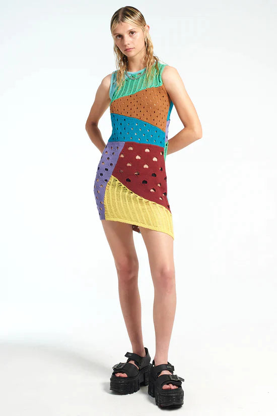 SCAVENGER PATCHWORK KNIT MINI DRESS  - VIA THE RAGGED PRIEST | Only €46.80 | NOW AVAILABLE TO SHOP at IAMINHATELOVE