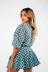 CHECKERBOARD TENNIS SKIRT - TEAL - EXCLUSIVE Skirts from NGO - Just $21.00! SHOP NOW AT IAMINHATELOVE BOTH IN STORE FOR CYPRUS AND ONLINE WORLDWIDE