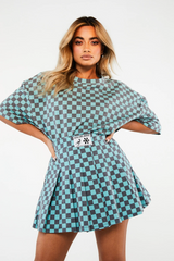 CHECKERBOARD TENNIS SKIRT - TEAL - EXCLUSIVE Skirts from NGO - Just $21.00! SHOP NOW AT IAMINHATELOVE BOTH IN STORE FOR CYPRUS AND ONLINE WORLDWIDE