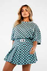 CHECKERBOARD TENNIS SKIRT - TEAL - EXCLUSIVE Skirts from NGO - Just $21.00! SHOP NOW AT IAMINHATELOVE BOTH IN STORE FOR CYPRUS AND ONLINE WORLDWIDE