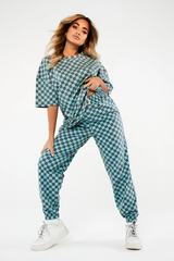 CHECKERBOARD SWEAT - TEAL - EXCLUSIVE Joggers from NGO - Just $33.00! SHOP NOW AT IAMINHATELOVE BOTH IN STORE FOR CYPRUS AND ONLINE WORLDWIDE
