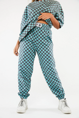 CHECKERBOARD SWEAT - TEAL - EXCLUSIVE Joggers from NGO - Just $33.00! SHOP NOW AT IAMINHATELOVE BOTH IN STORE FOR CYPRUS AND ONLINE WORLDWIDE