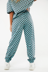 CHECKERBOARD SWEAT - TEAL - EXCLUSIVE Joggers from NGO - Just $33.00! SHOP NOW AT IAMINHATELOVE BOTH IN STORE FOR CYPRUS AND ONLINE WORLDWIDE